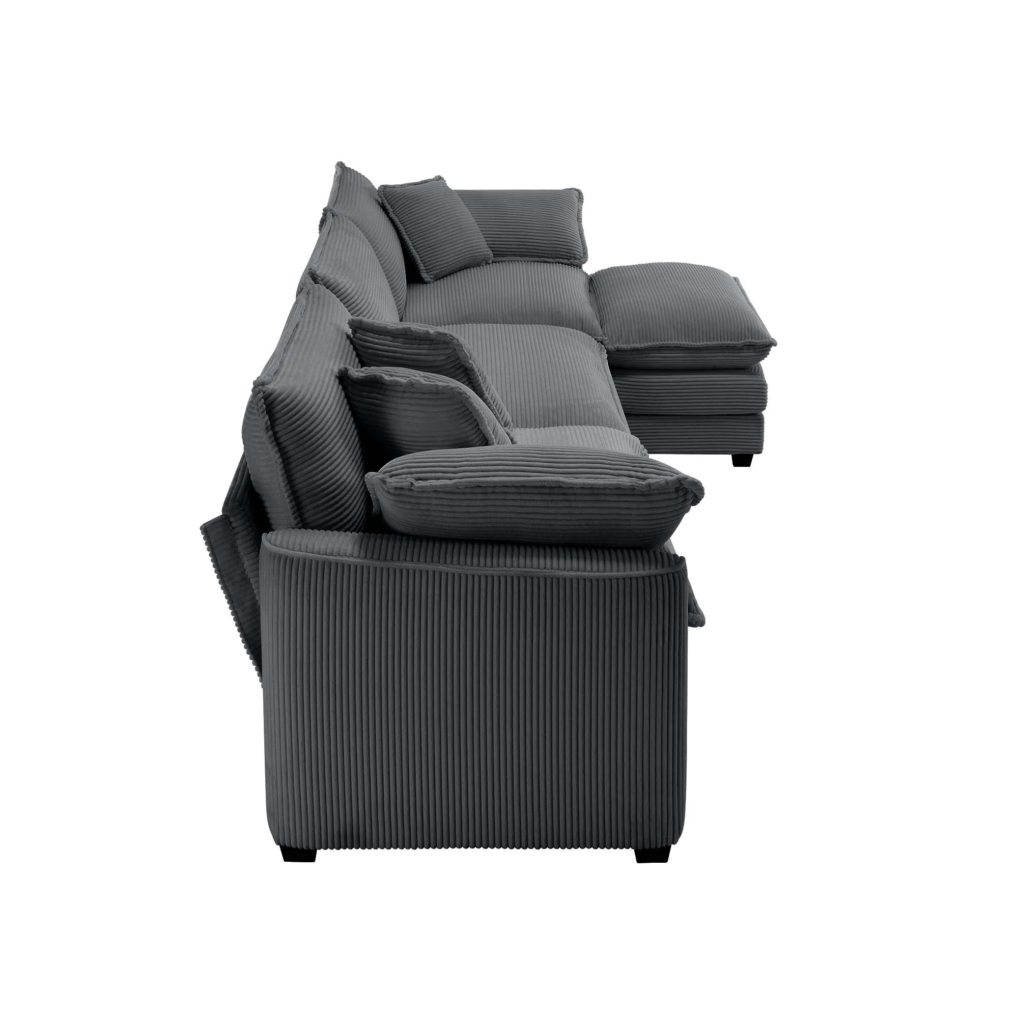 Walker Edison | Corduroy Cloud Plush Sectional Sofa with Ottoman - Image 8