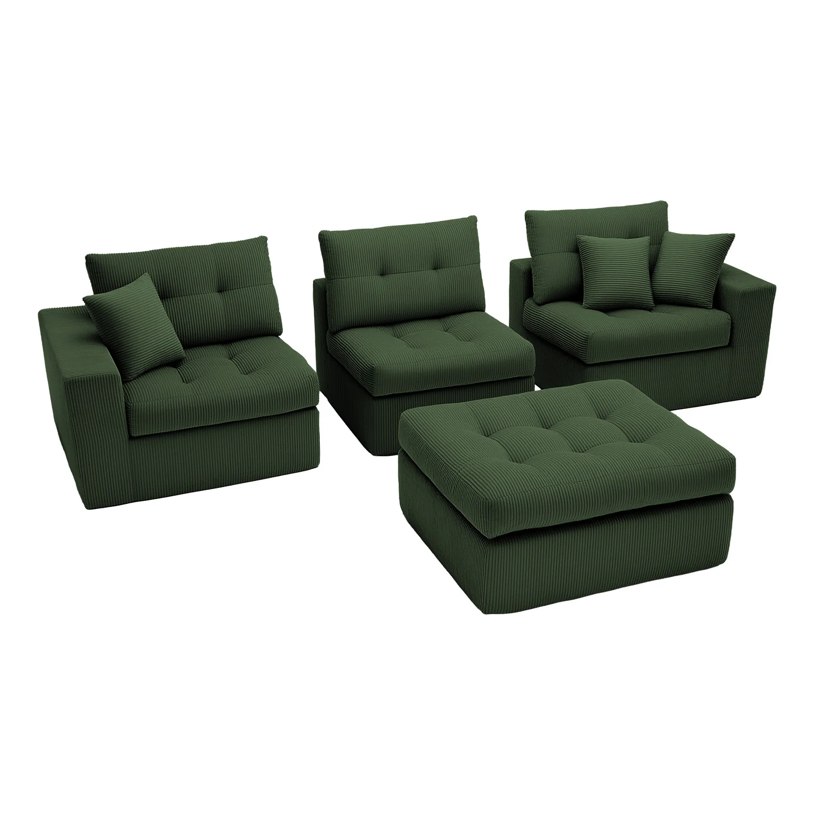 Corduroy Corner Chaise L-Shaped Sectional Sofa Bed with High-Density Sponge - Image 16