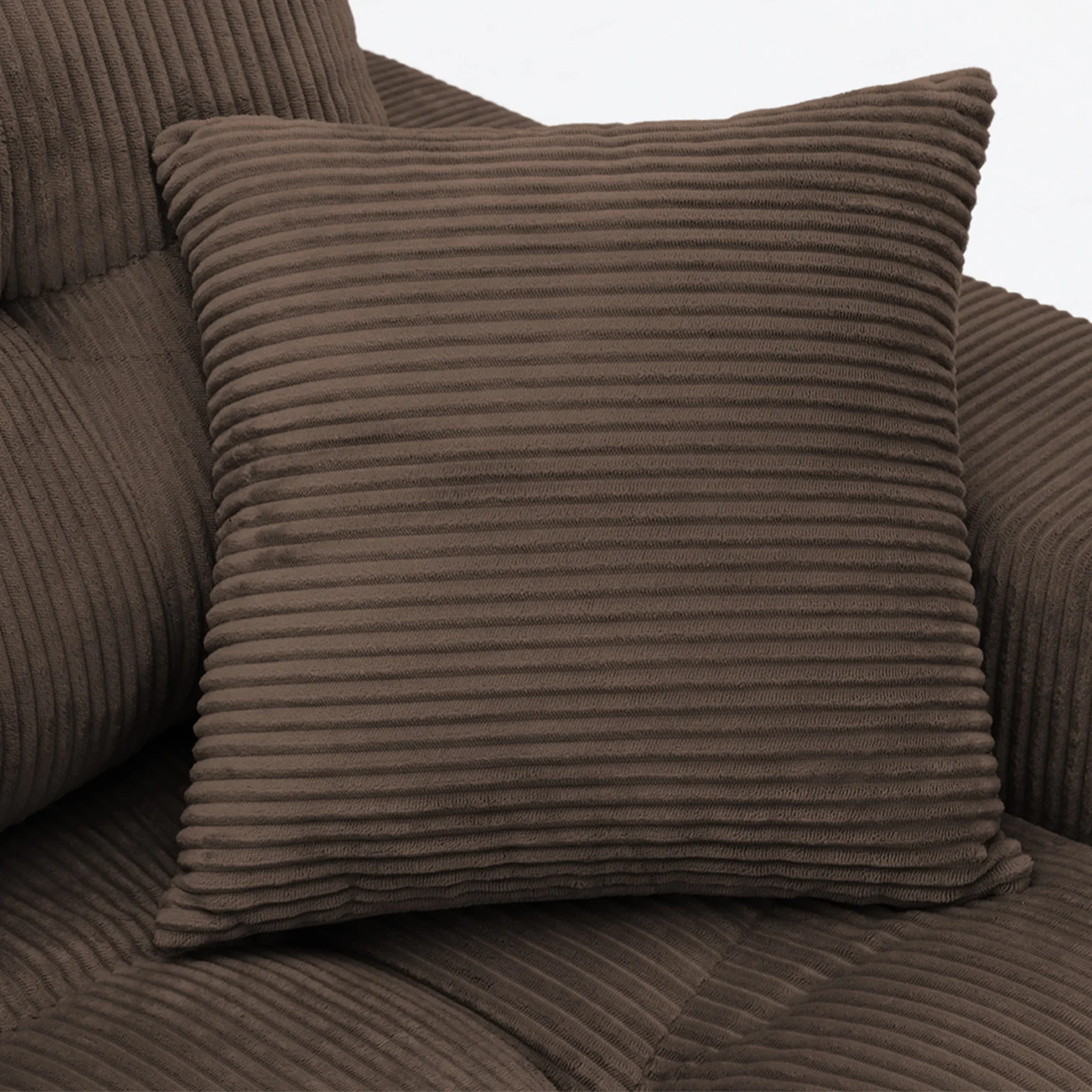 Corduroy Corner Chaise L-Shaped Sectional Sofa Bed with High-Density Sponge - Image 9