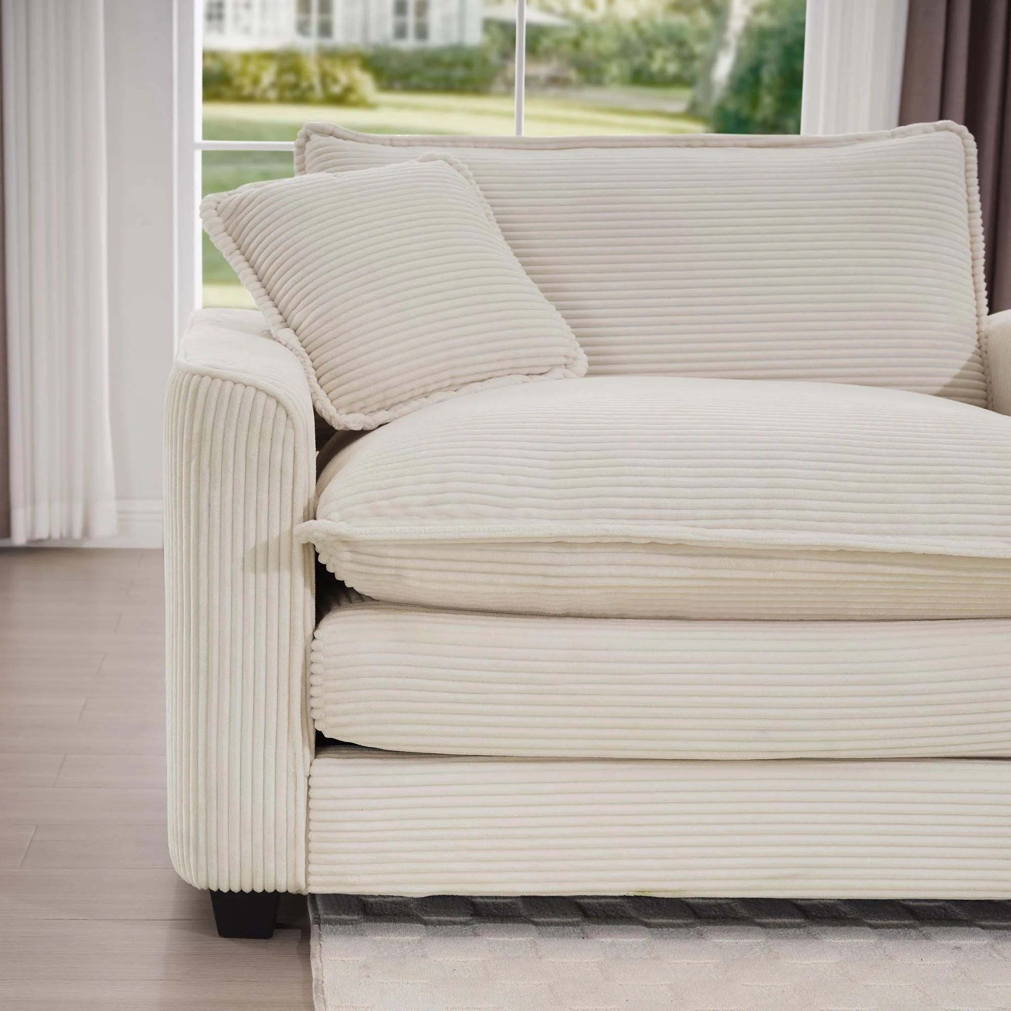 Walker Edison | Corduroy Deep Seat Cloud Accent Chair with Ottoman Set - Image 10