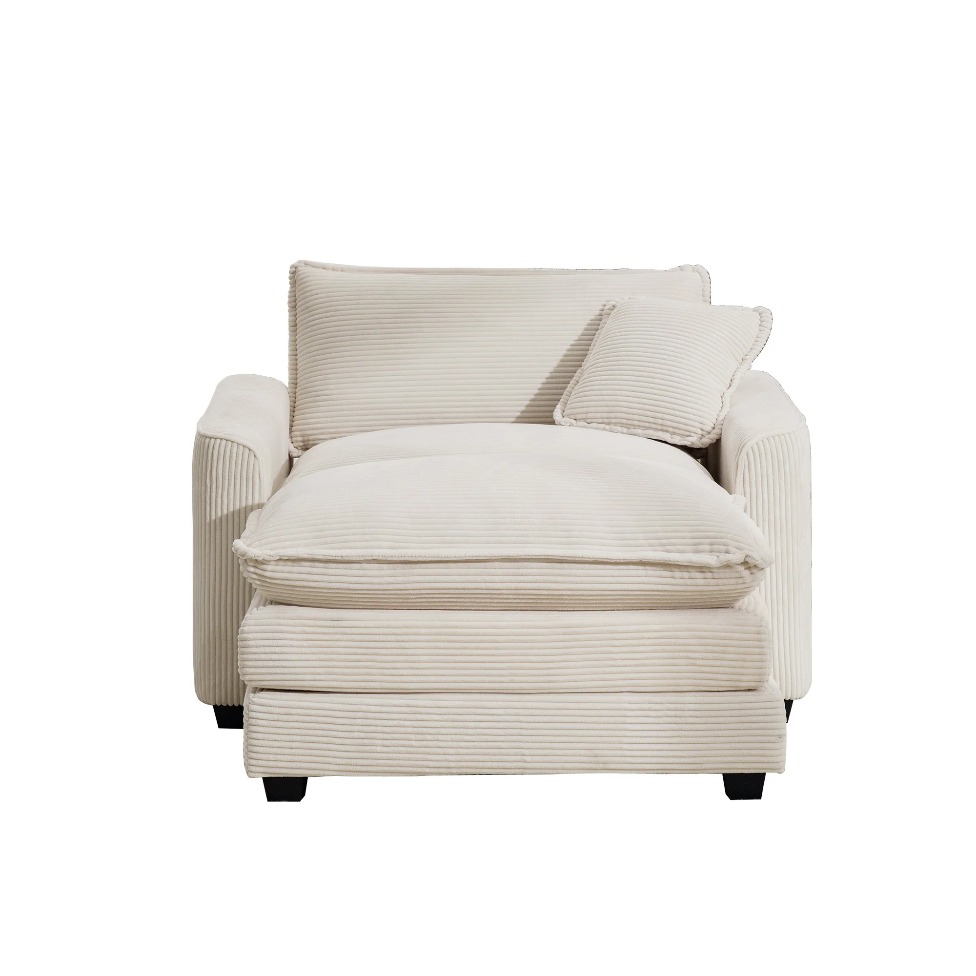 Walker Edison | Corduroy Deep Seat Cloud Accent Chair with Ottoman Set - Image 7