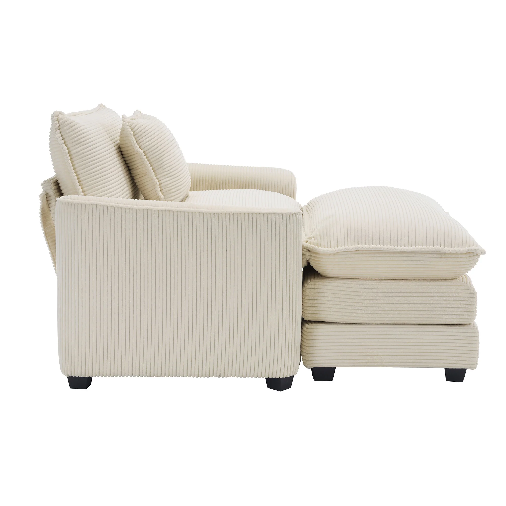 Walker Edison | Corduroy Deep Seat Cloud Accent Chair with Ottoman Set - Image 9