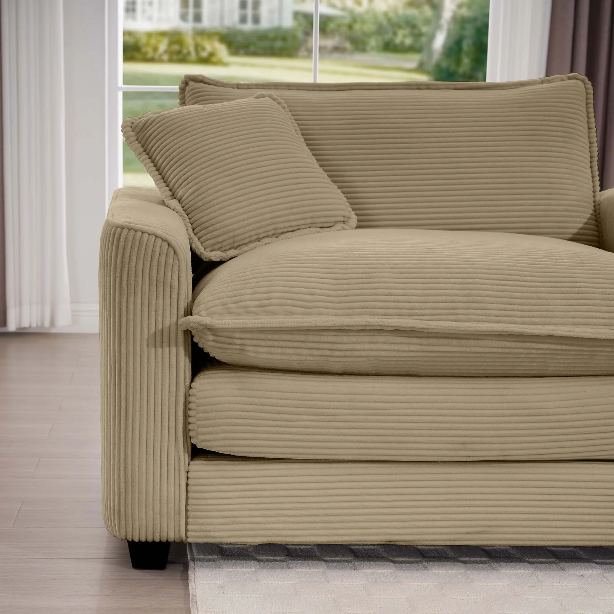 Walker Edison | Corduroy Deep Seat Sofa Chair with Ottoman - Image 10