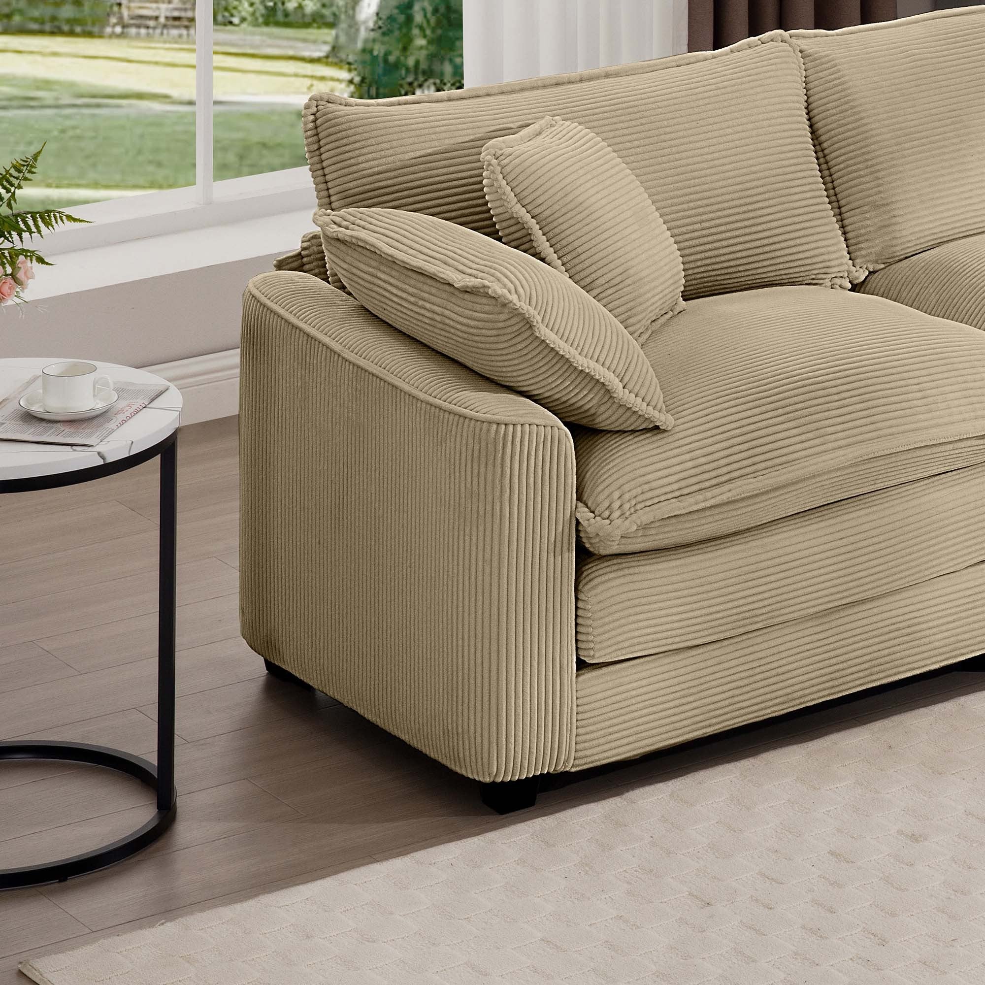Walker Edison | Corduroy Deep Seat Sofa Chair with Ottoman - Image 11
