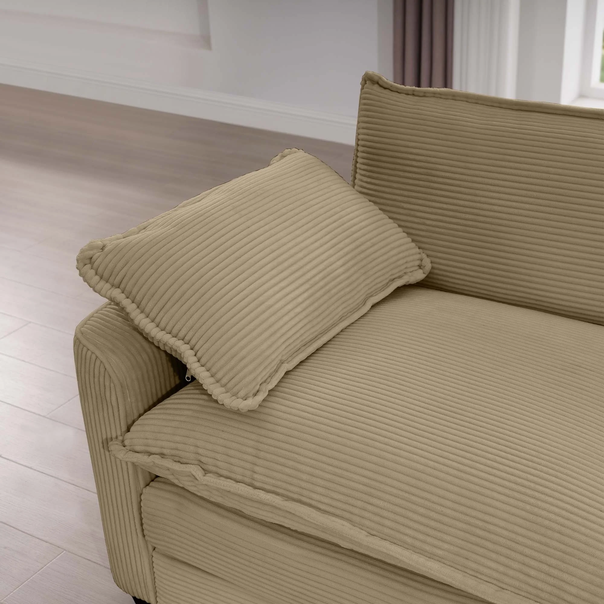 Walker Edison | Corduroy Deep Seat Sofa Chair with Ottoman - Image 12