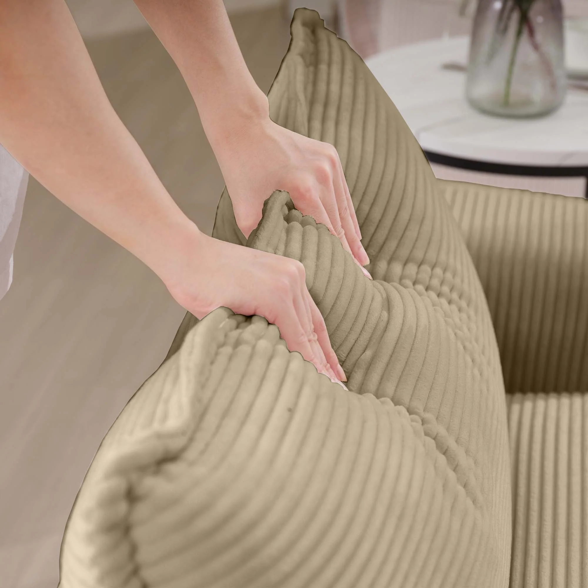Walker Edison | Corduroy Deep Seat Sofa Chair with Ottoman - Image 16