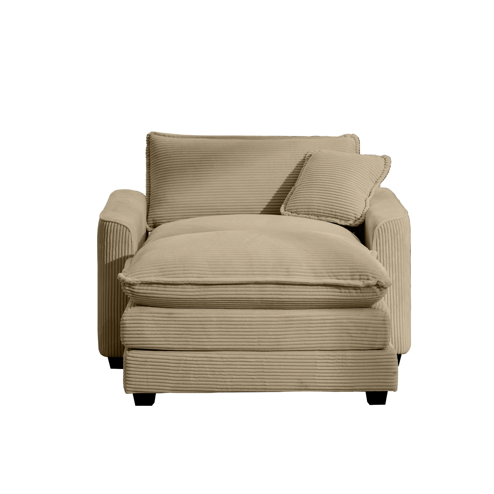 Walker Edison | Corduroy Deep Seat Sofa Chair with Ottoman - Image 4