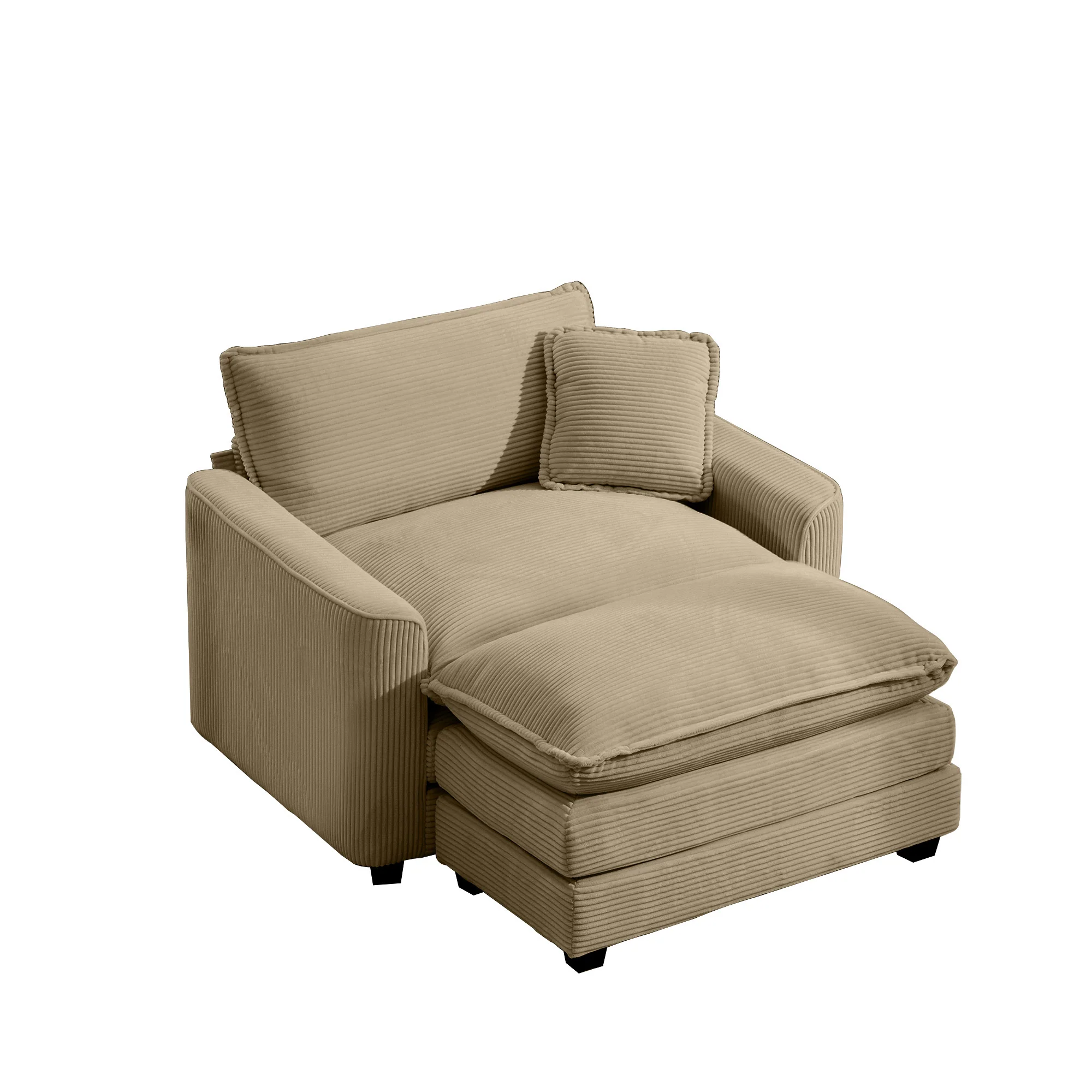 Walker Edison | Corduroy Deep Seat Sofa Chair with Ottoman - Image 5