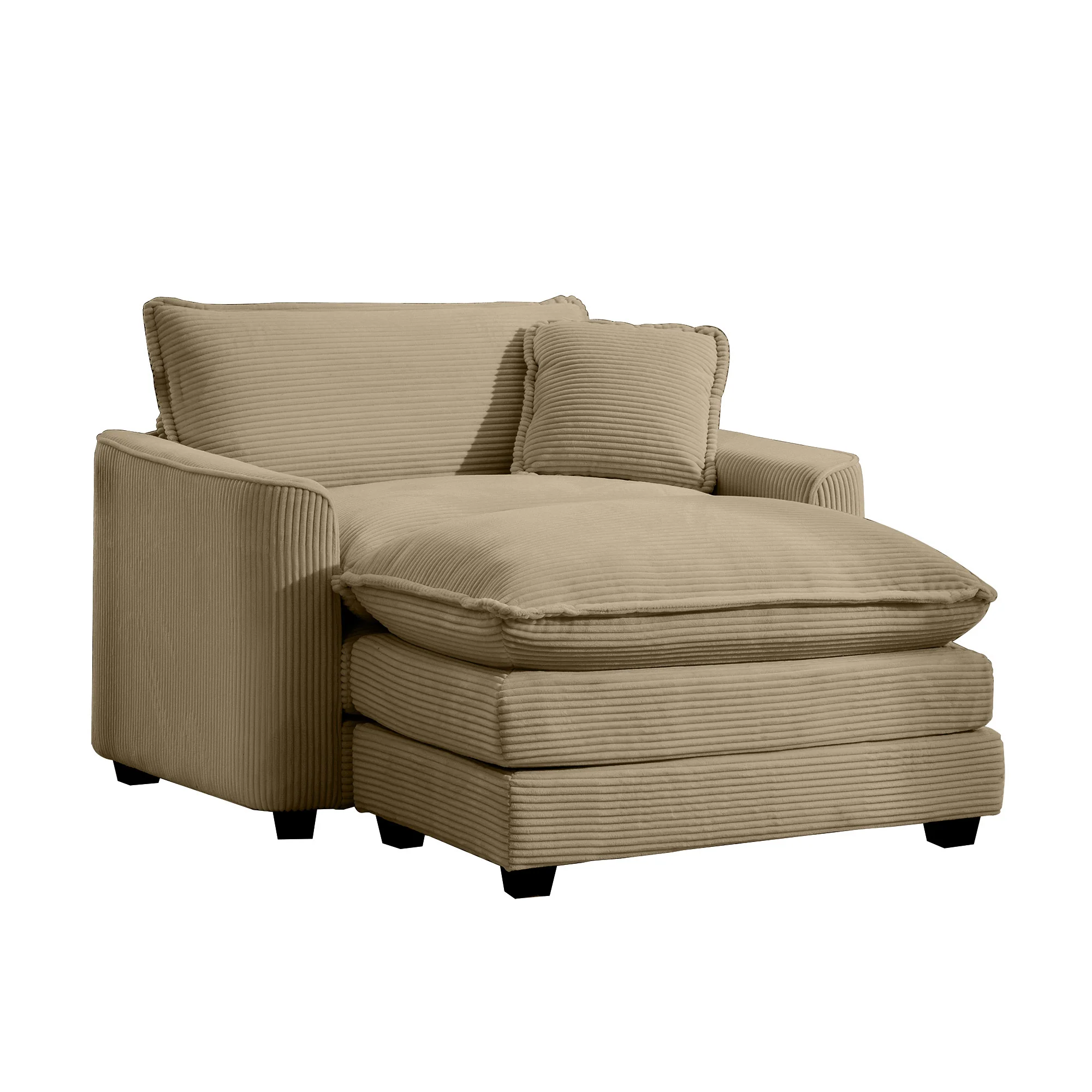 Walker Edison | Corduroy Deep Seat Sofa Chair with Ottoman - Image 6