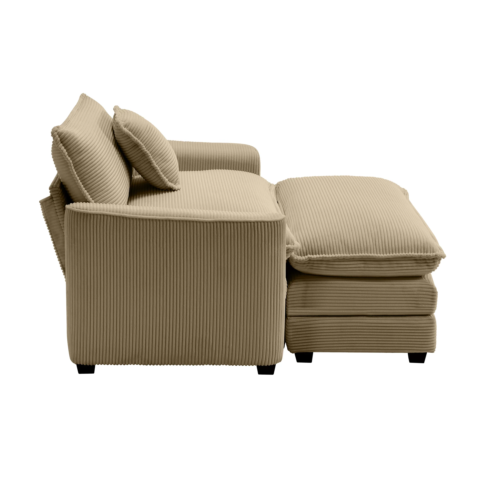 Walker Edison | Corduroy Deep Seat Sofa Chair with Ottoman - Image 7