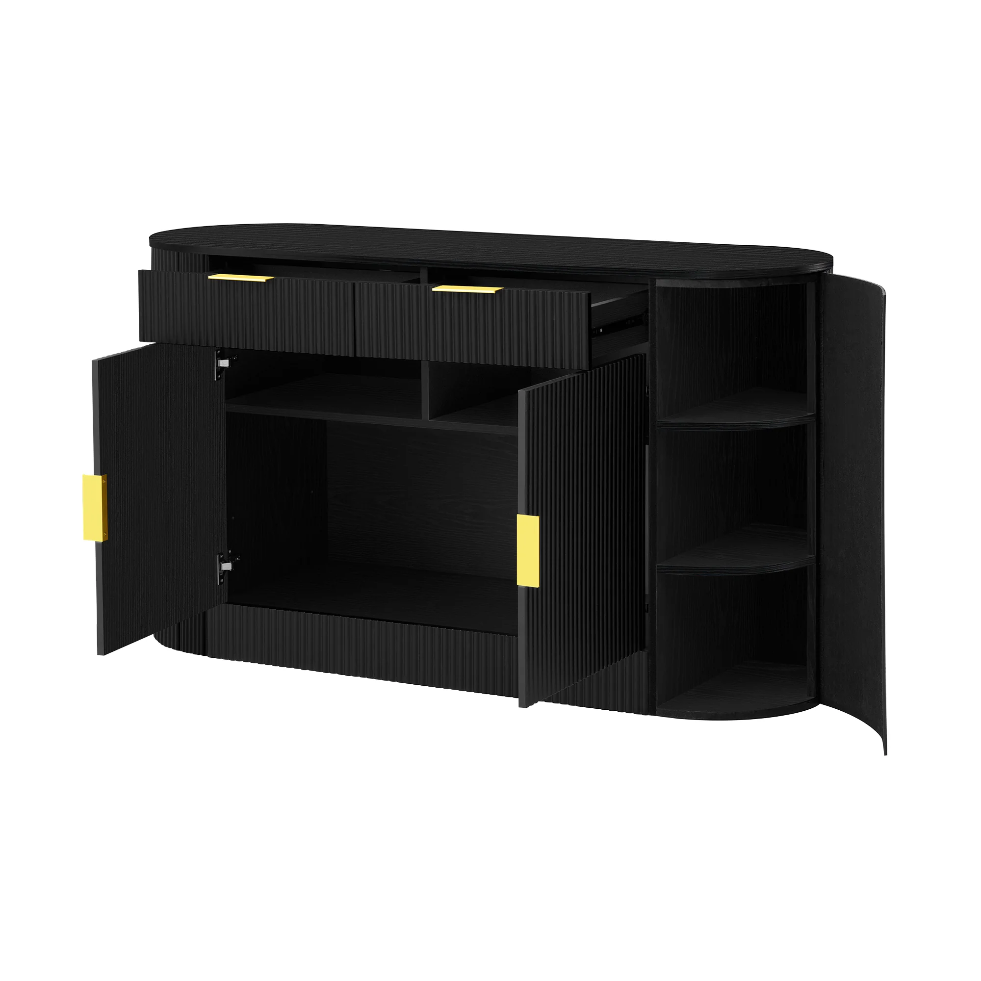 Curve Design Fluted Accent Cabinet Storage - Sideboard / TV Stand - Image 10