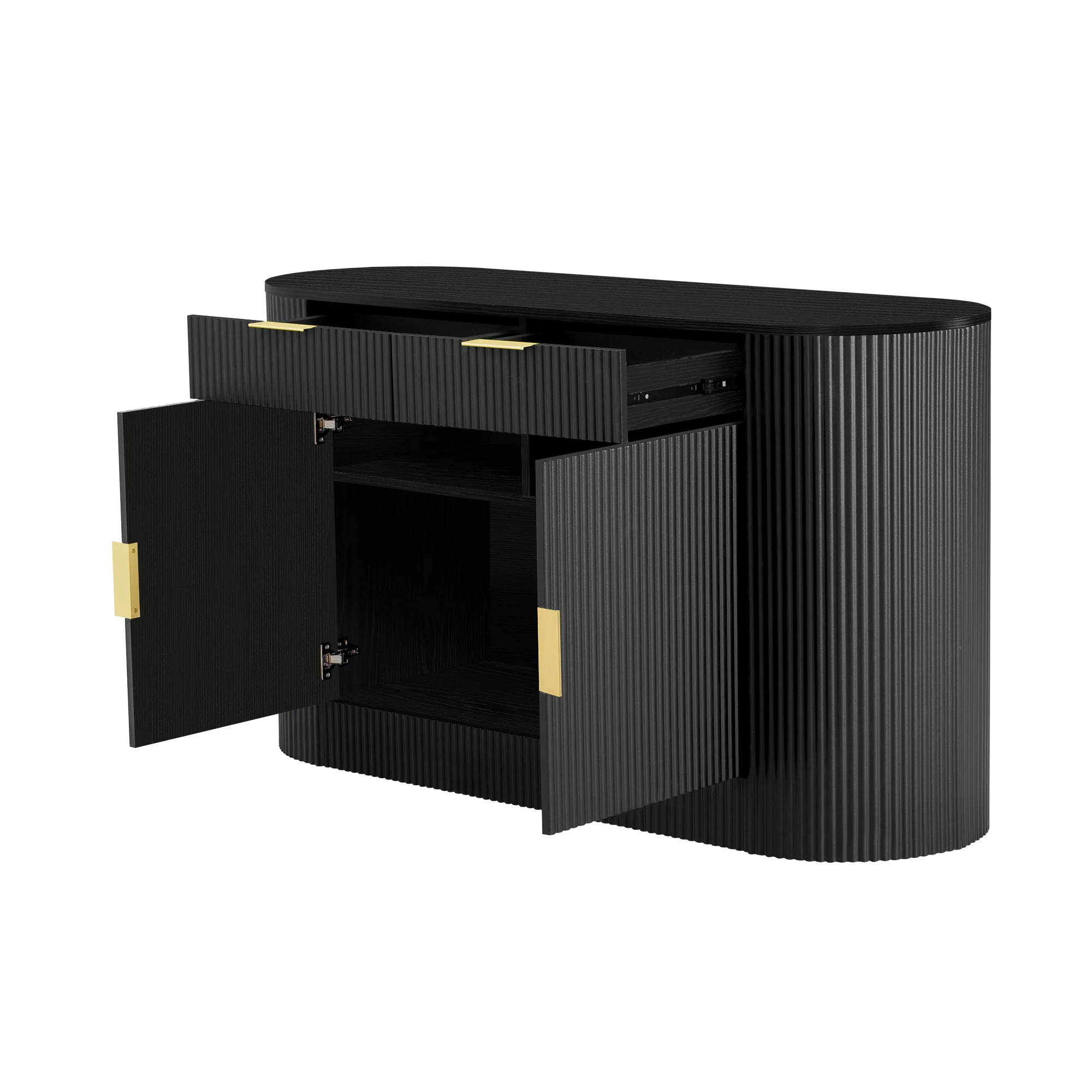 Curve Design Fluted Accent Cabinet Storage - Sideboard / TV Stand - Image 9