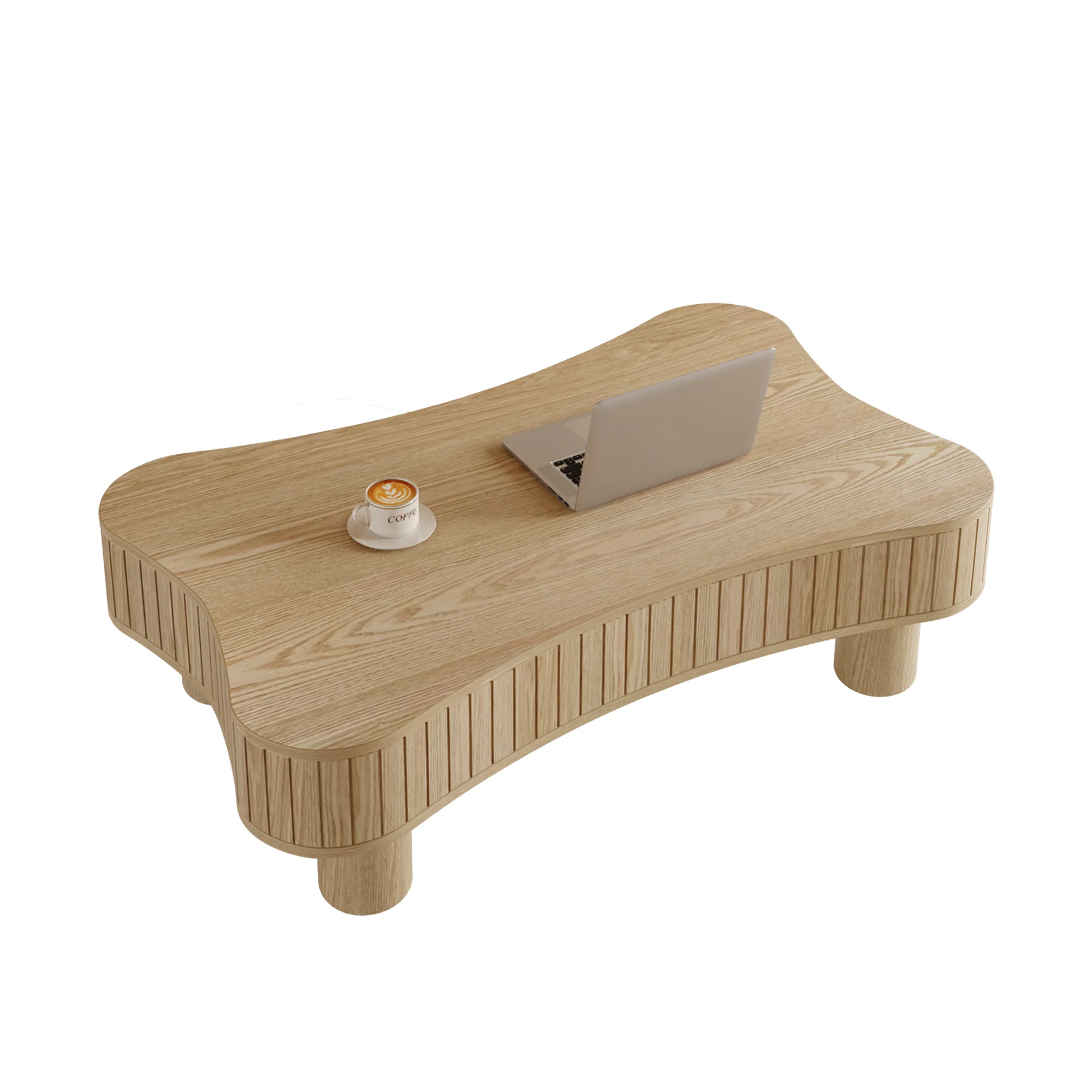 Walker Edison | Curve Design Reeded Lift Top Coffee Table and Desk - Image 11