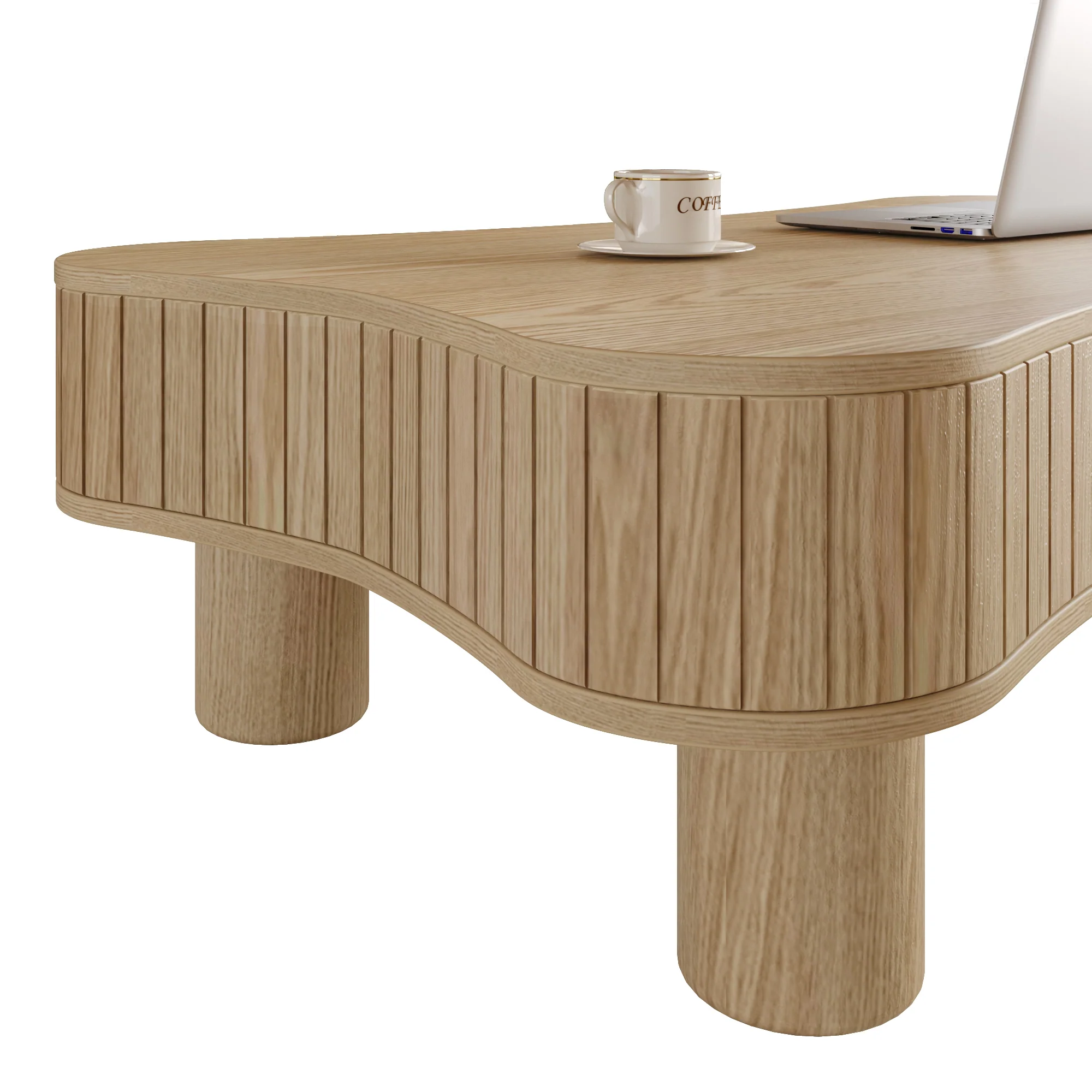 Walker Edison | Curve Design Reeded Lift Top Coffee Table and Desk - Image 14
