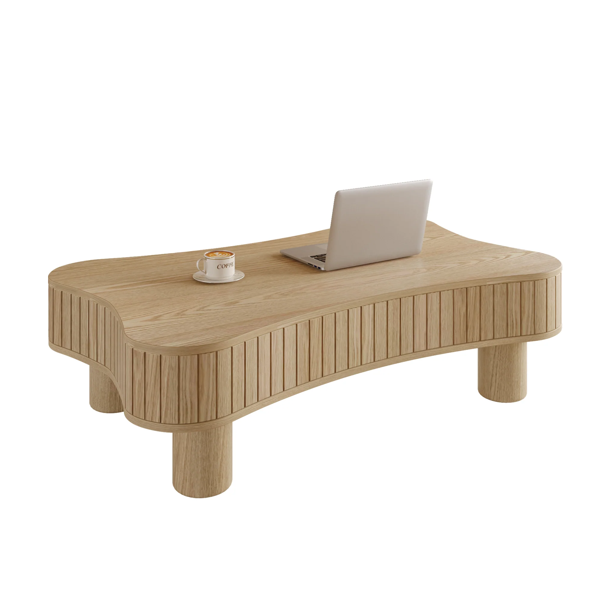 Walker Edison | Curve Design Reeded Lift Top Coffee Table and Desk - Image 18
