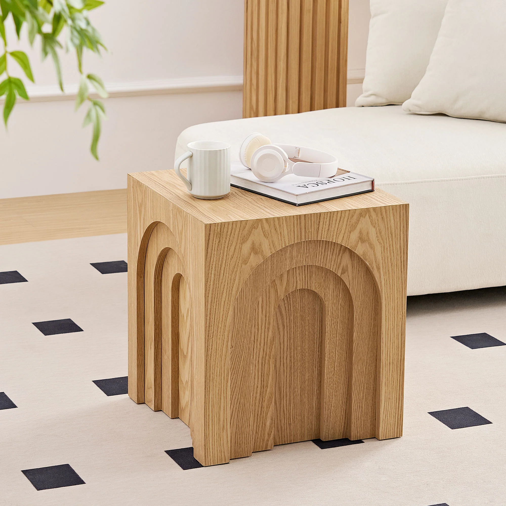 Walker Edison | Curve Design Square Side Table - Image 2