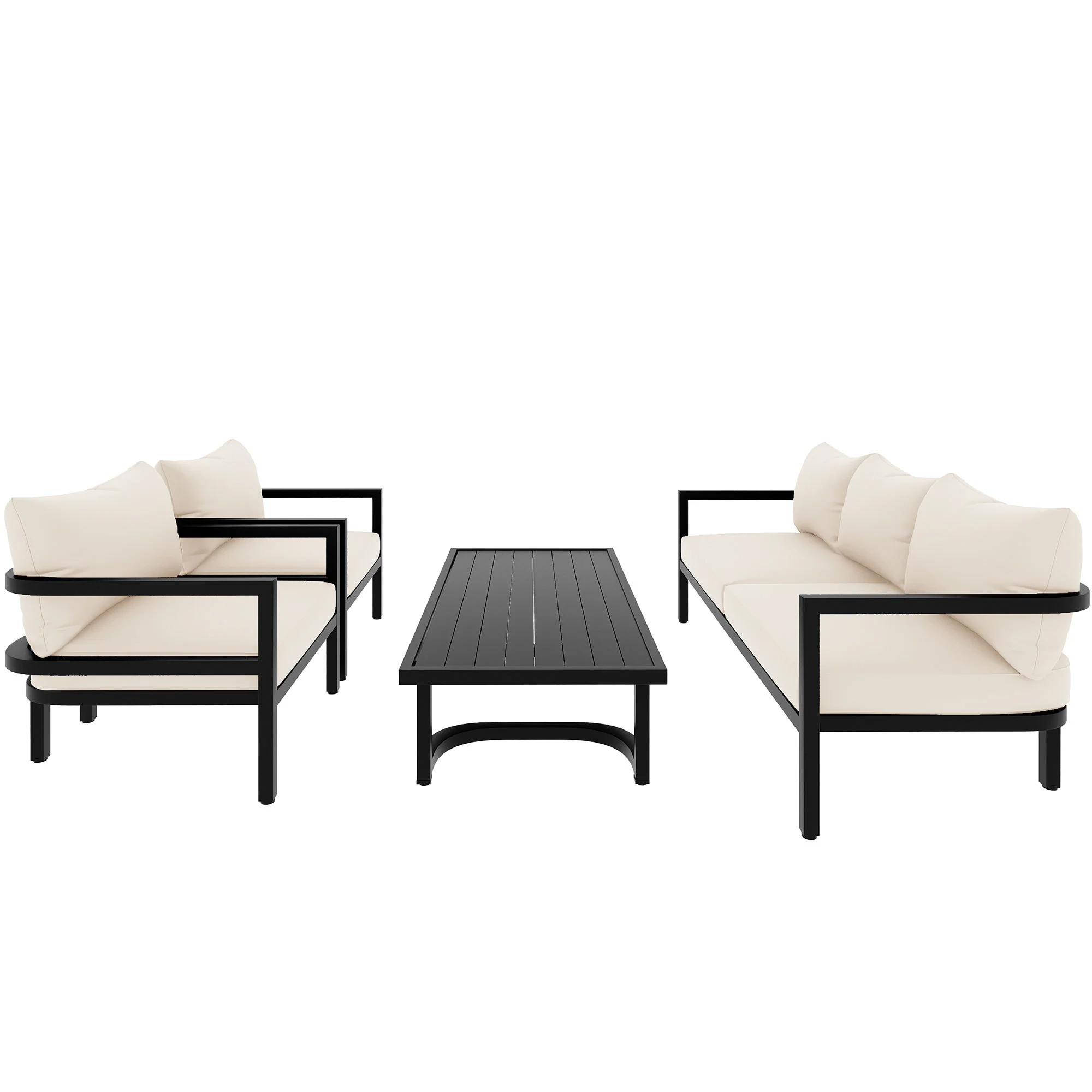 Walker Edison | Curve Design Steel Outdoor Sofa Set - Image 3