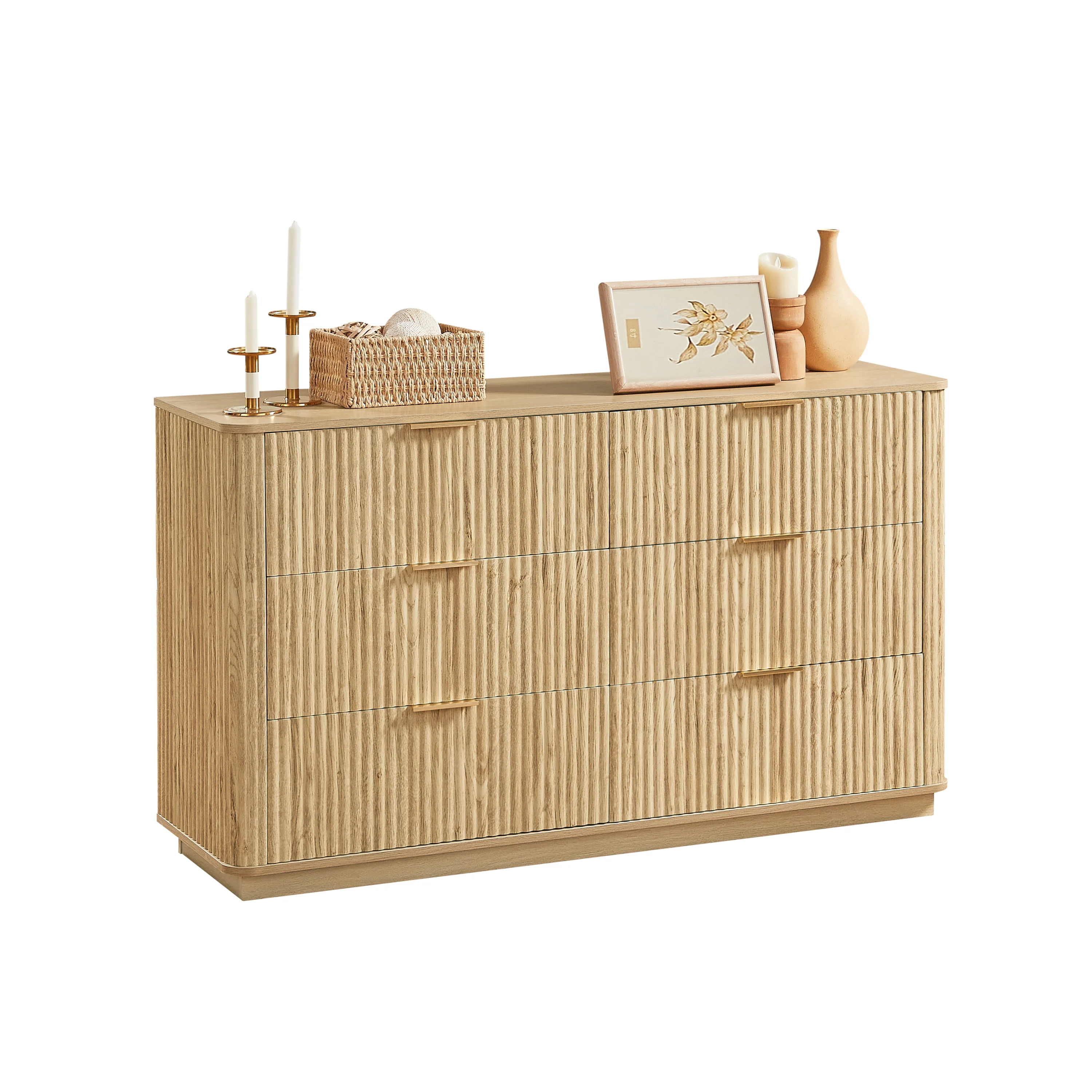 Curved wave Design Fluted 55' Wide Modern 6 Drawers Dresser - Image 20