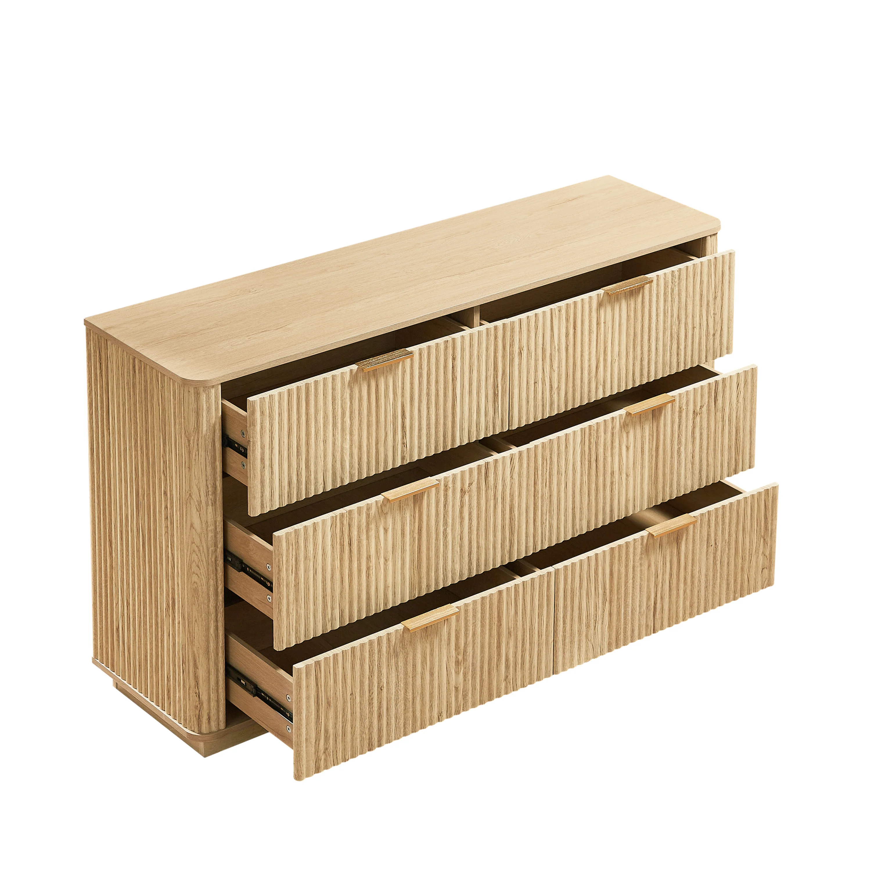 Curved wave Design Fluted 55' Wide Modern 6 Drawers Dresser - Image 23