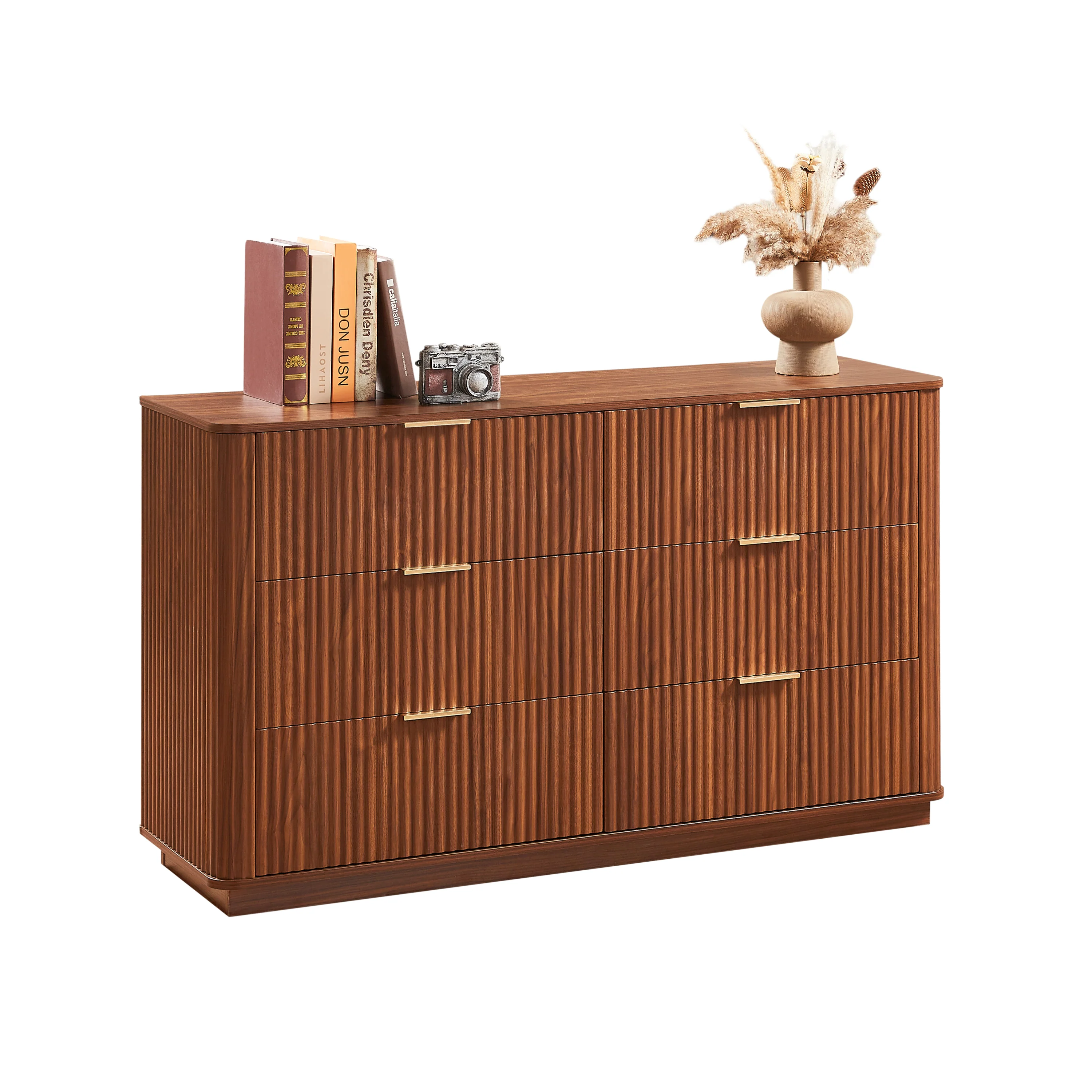 Curved wave Design Fluted 55' Wide Modern 6 Drawers Dresser - Image 28