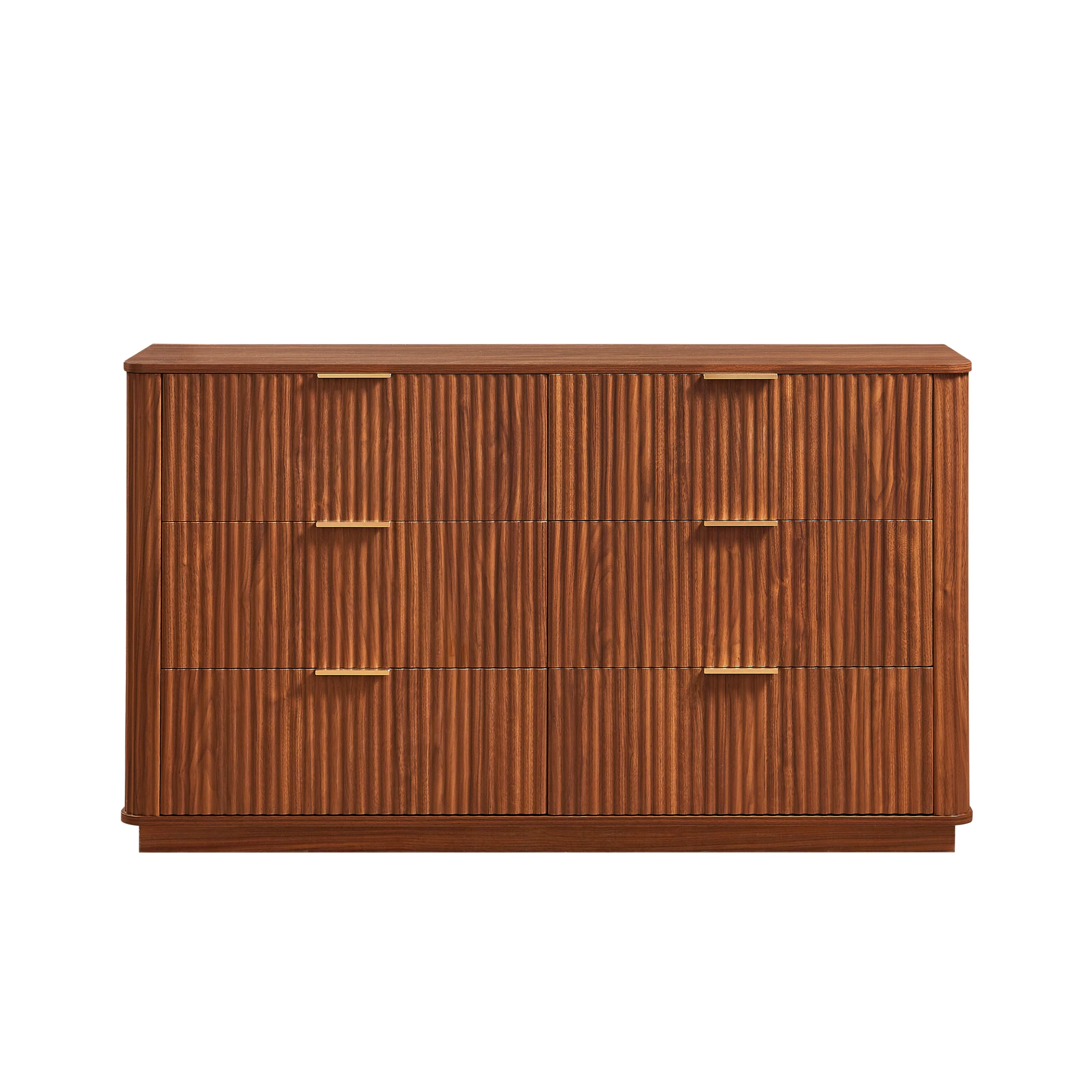Curved wave Design Fluted 55' Wide Modern 6 Drawers Dresser - Image 29