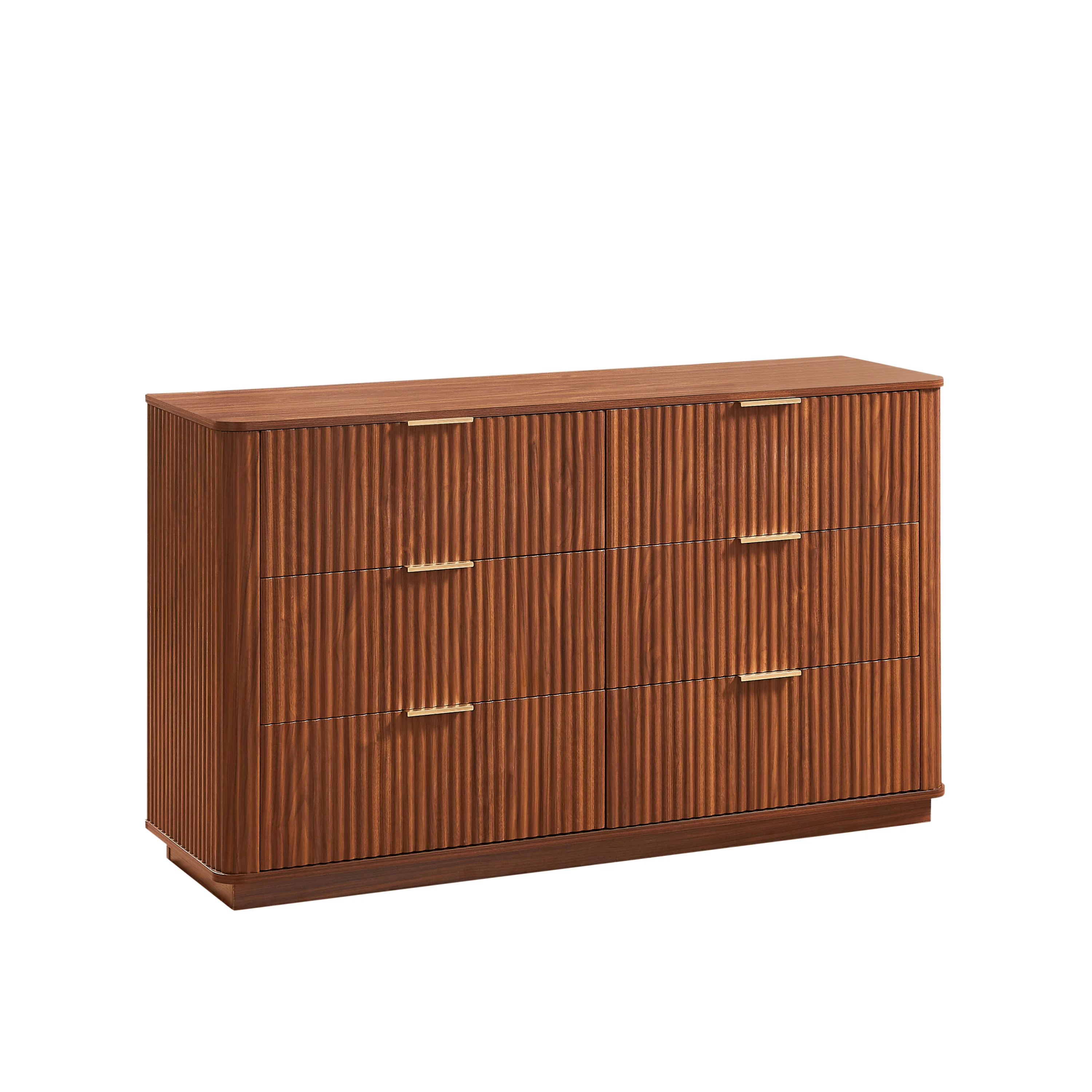 Curved wave Design Fluted 55' Wide Modern 6 Drawers Dresser - Image 30
