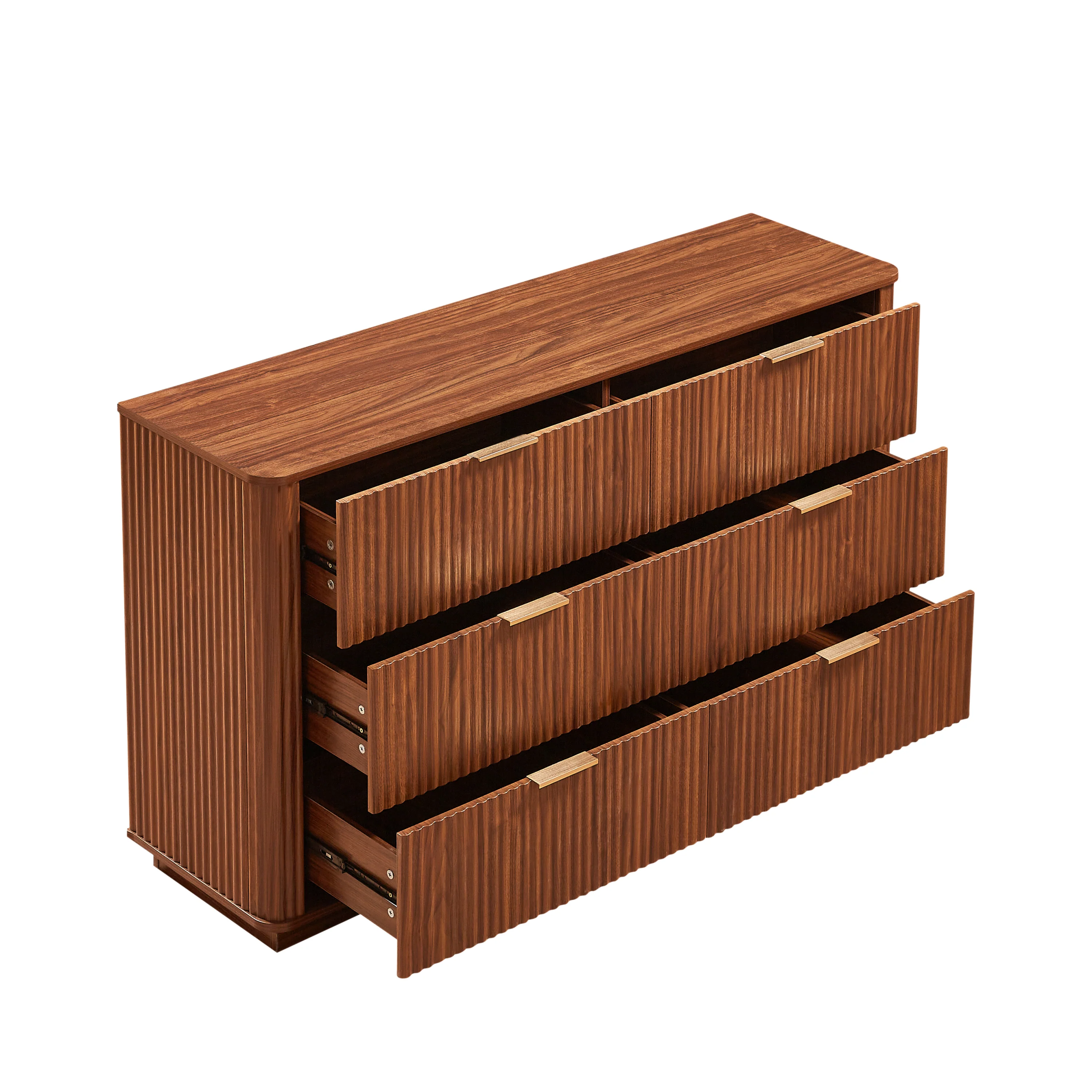 Curved wave Design Fluted 55' Wide Modern 6 Drawers Dresser - Image 31