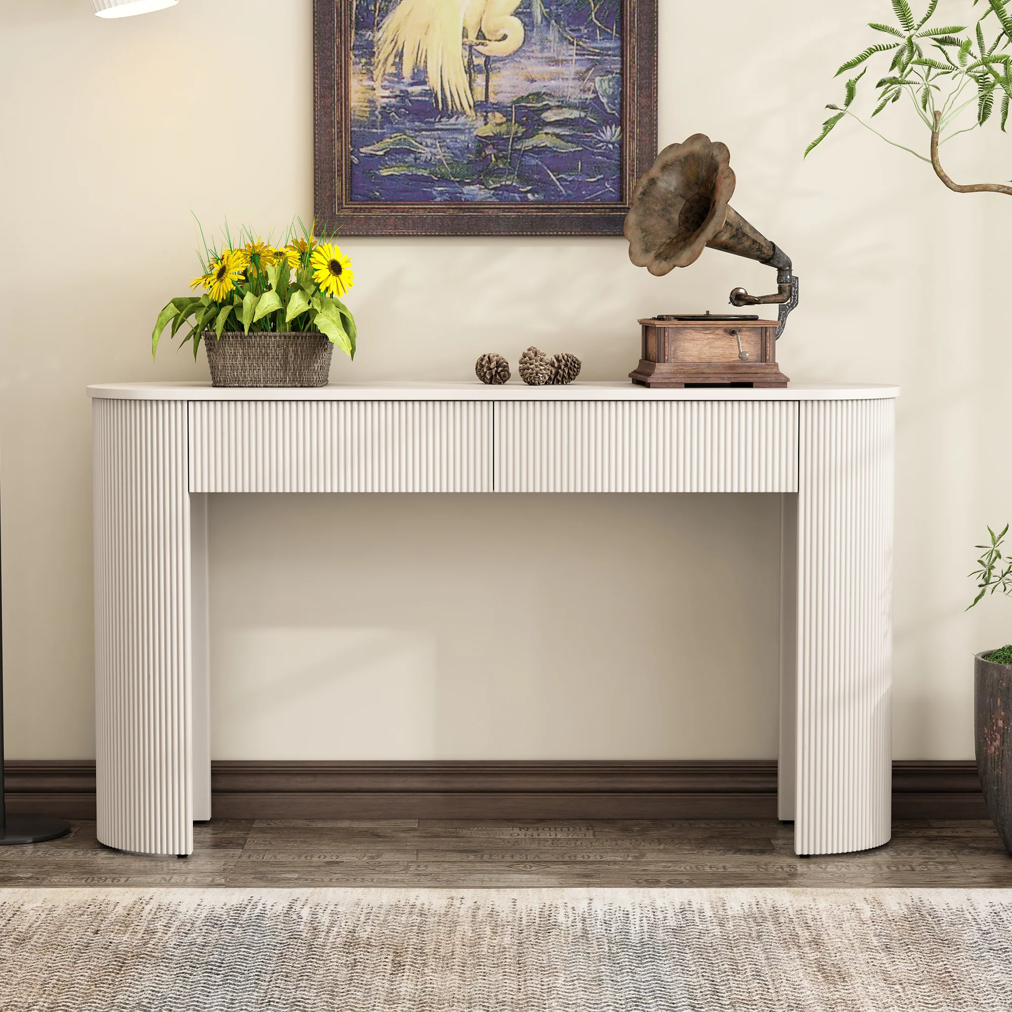 Walker Edison | Fluted Design Modern Console Entryway Table with Storage