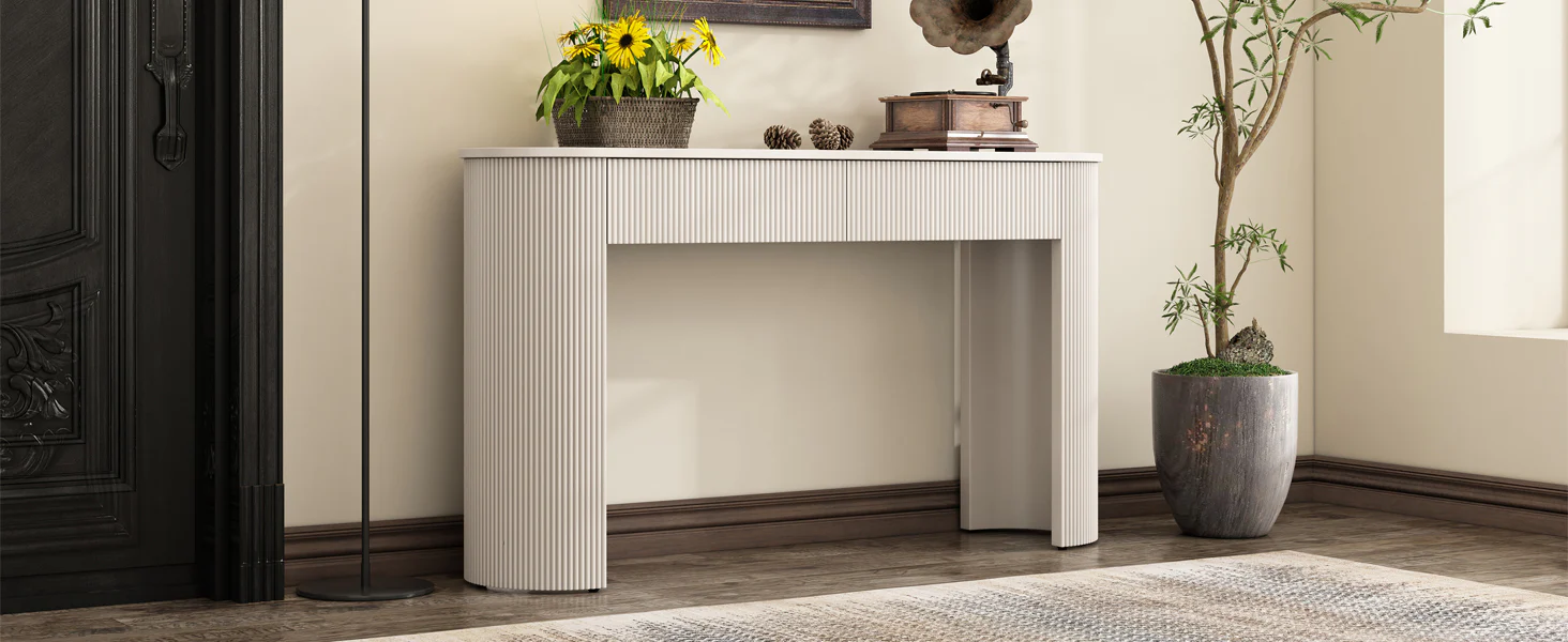 Walker Edison | Fluted Design Modern Console Entryway Table with Storage - Image 21