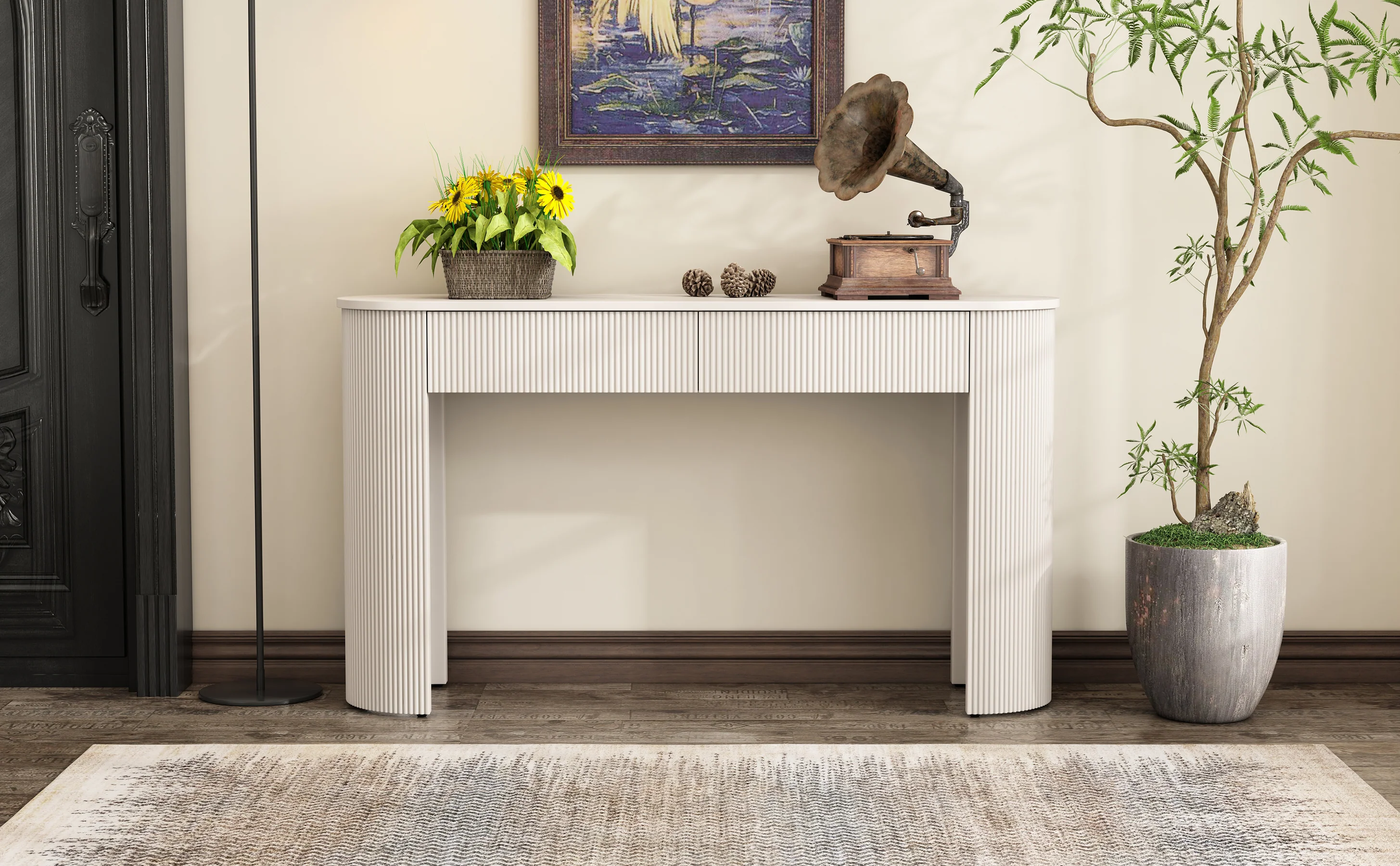 Walker Edison | Fluted Design Modern Console Entryway Table with Storage - Image 24