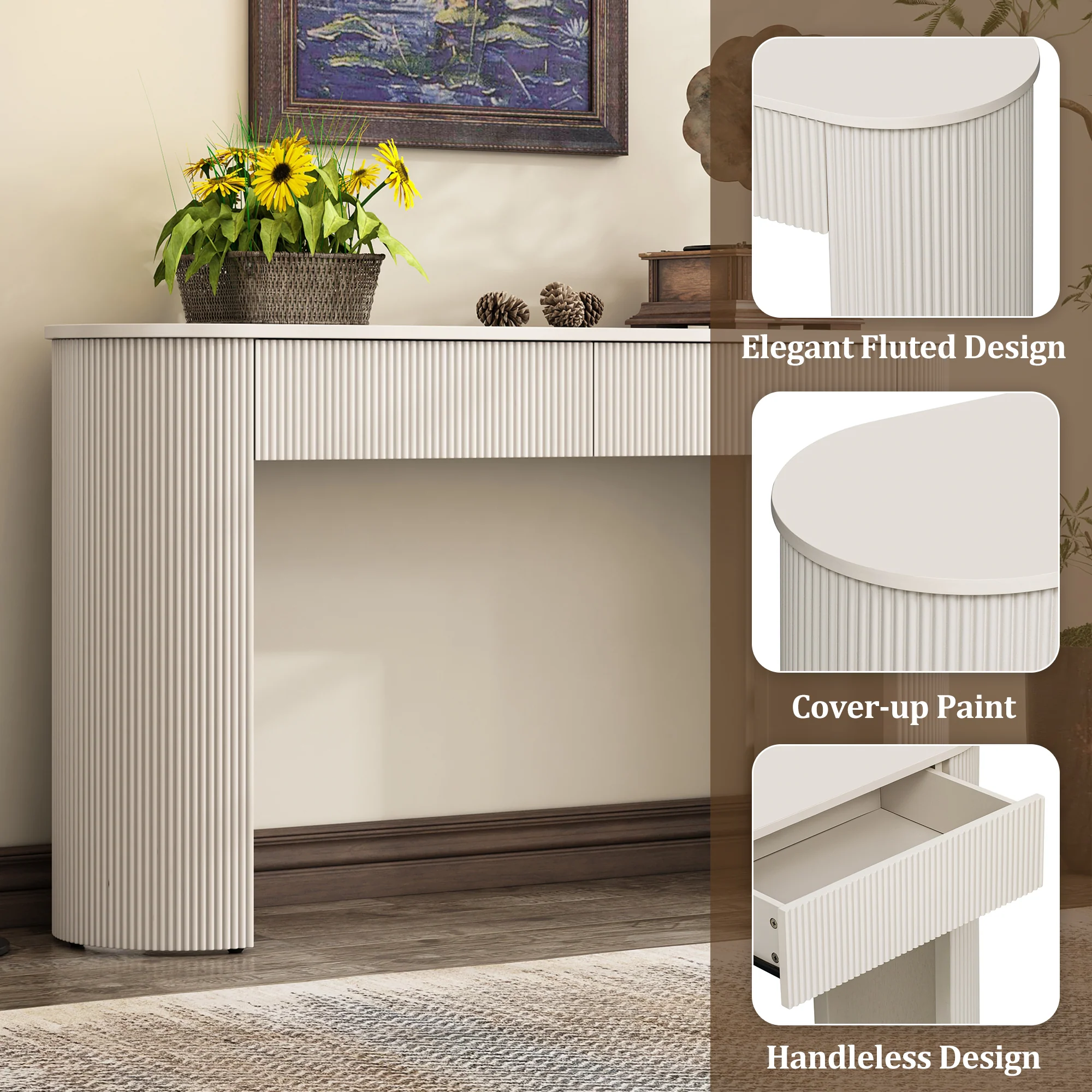 Walker Edison | Fluted Design Modern Console Entryway Table with Storage - Image 6