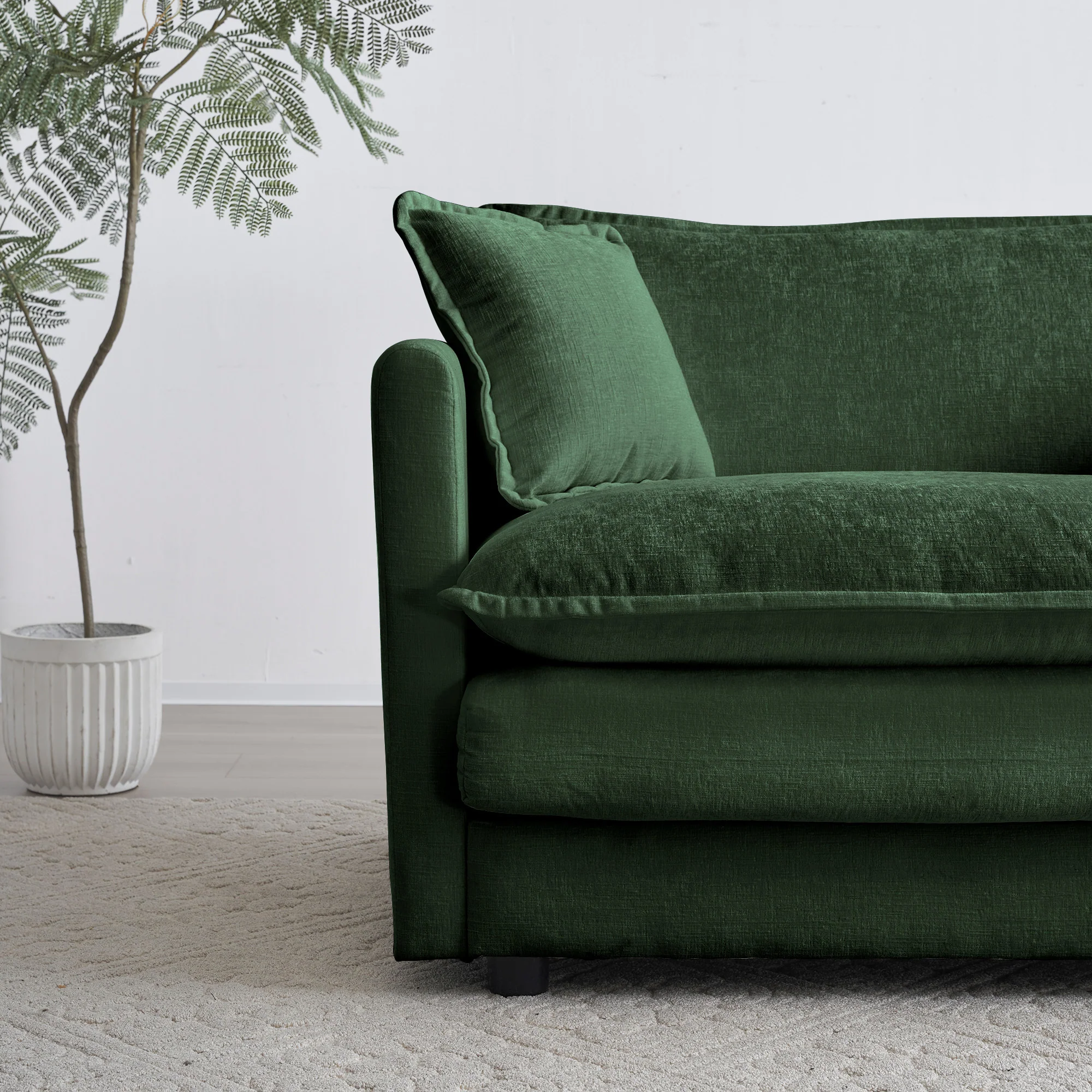 Walker Edison | Chenille Modular Cloud Couch with L-Shaped Sectional and Ottoman - Image 12