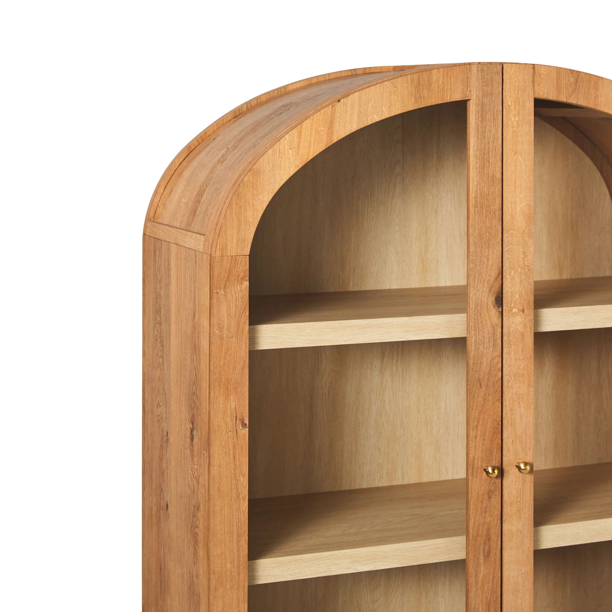 Darci Modern Arched Bookshelf Cabinet with Glass Doors & Inner Drawers - Image 36
