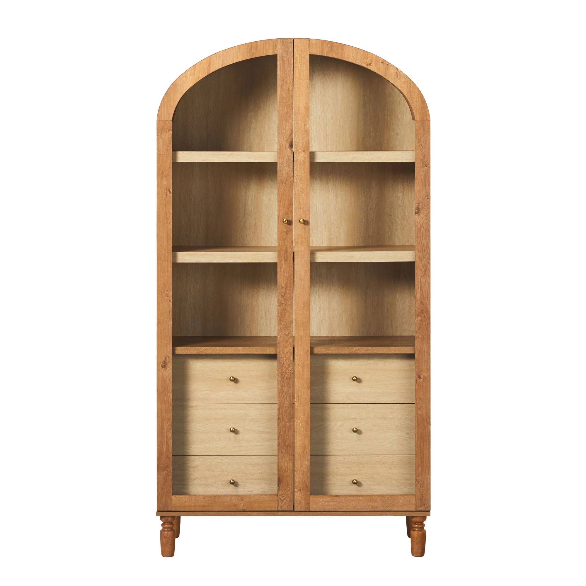 Darci Modern Arched Bookshelf Cabinet with Glass Doors & Inner Drawers - Image 39