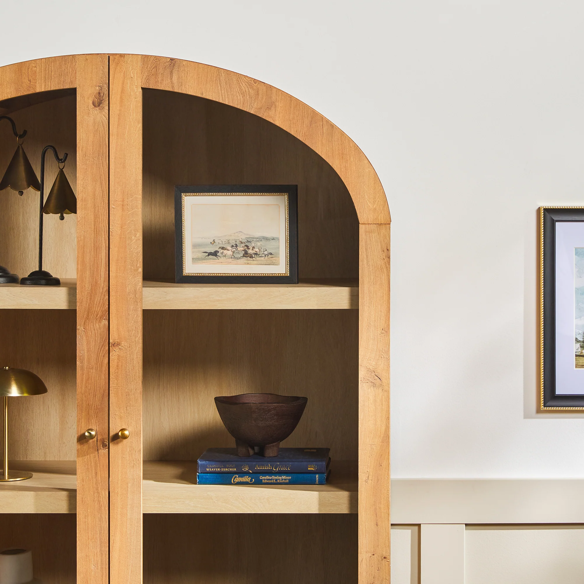 Darci Modern Arched Bookshelf Cabinet with Glass Doors - Image 14