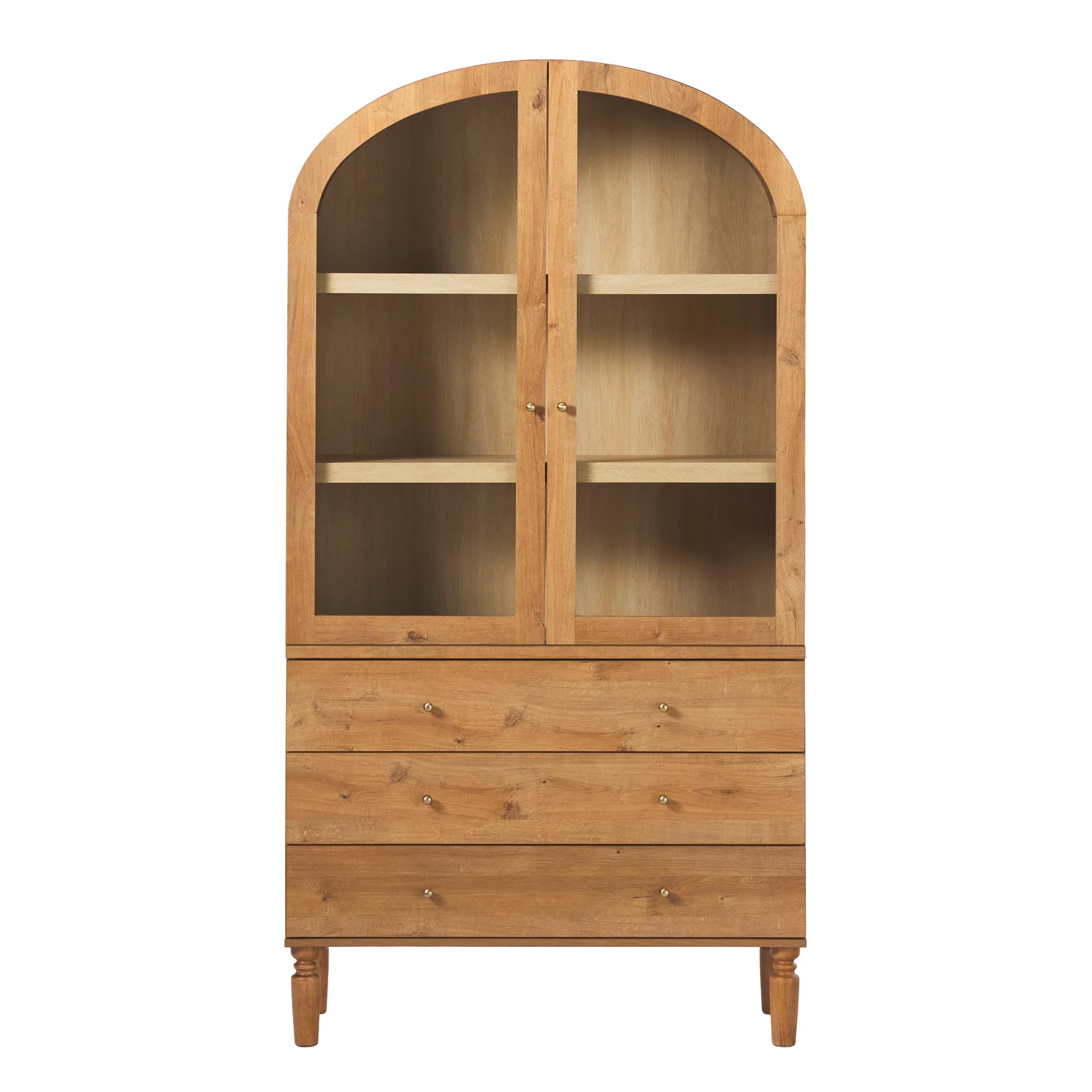 Darci Modern Arched Bookshelf Cabinet with Glass Doors - Image 16