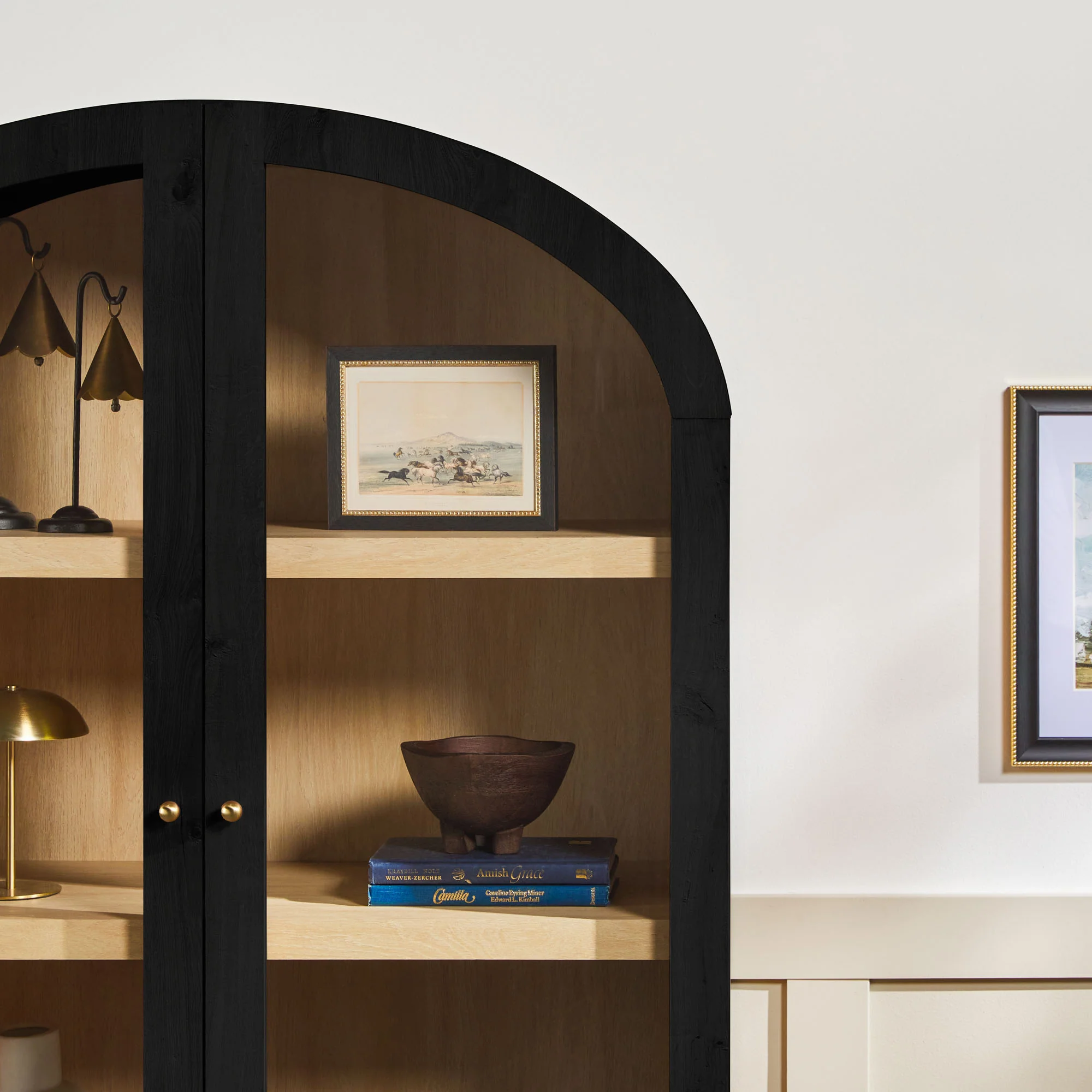 Darci Modern Arched Bookshelf Cabinet with Glass Doors - Image 24