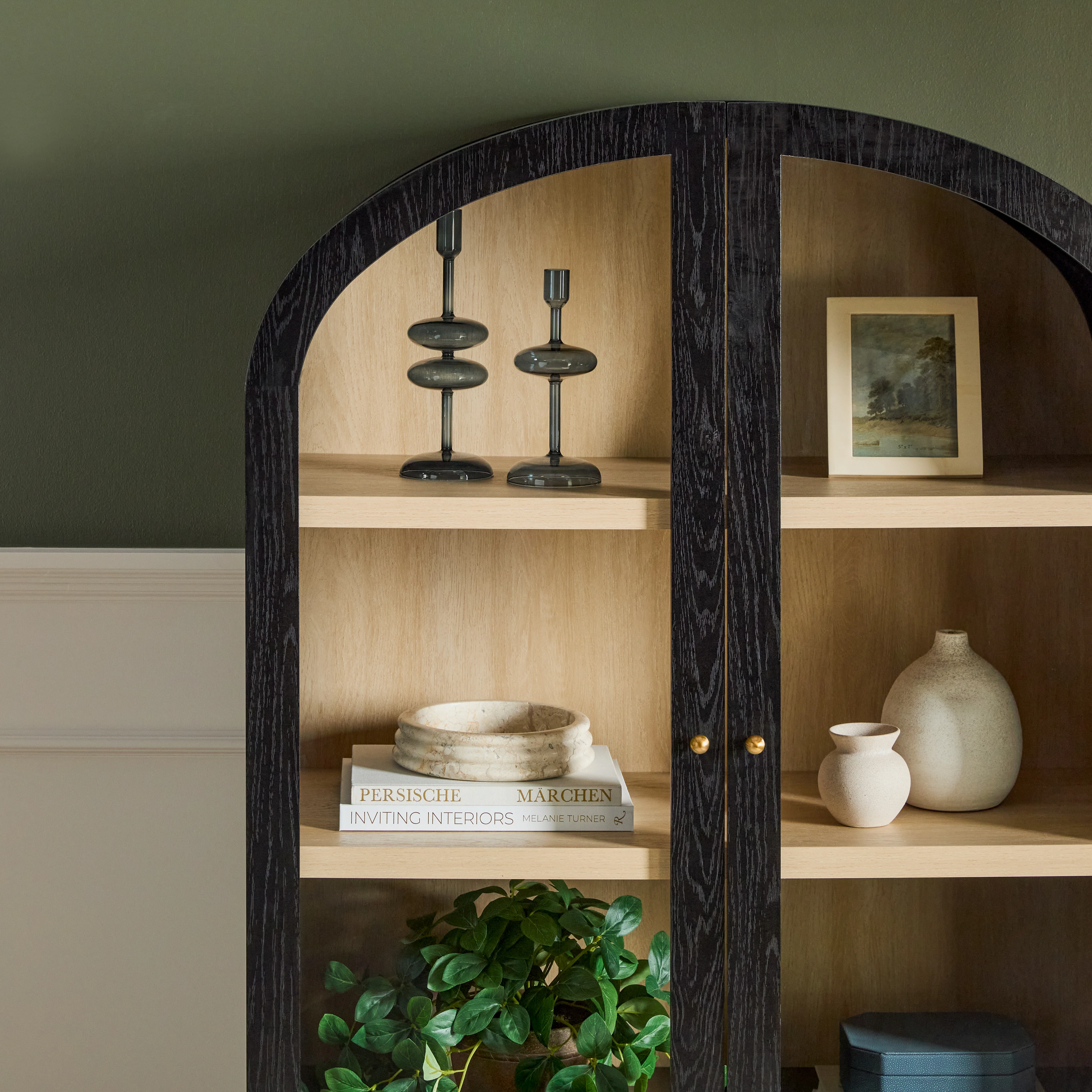 Darci Modern Arched Bookshelf Cabinet with Glass Doors - Image 28