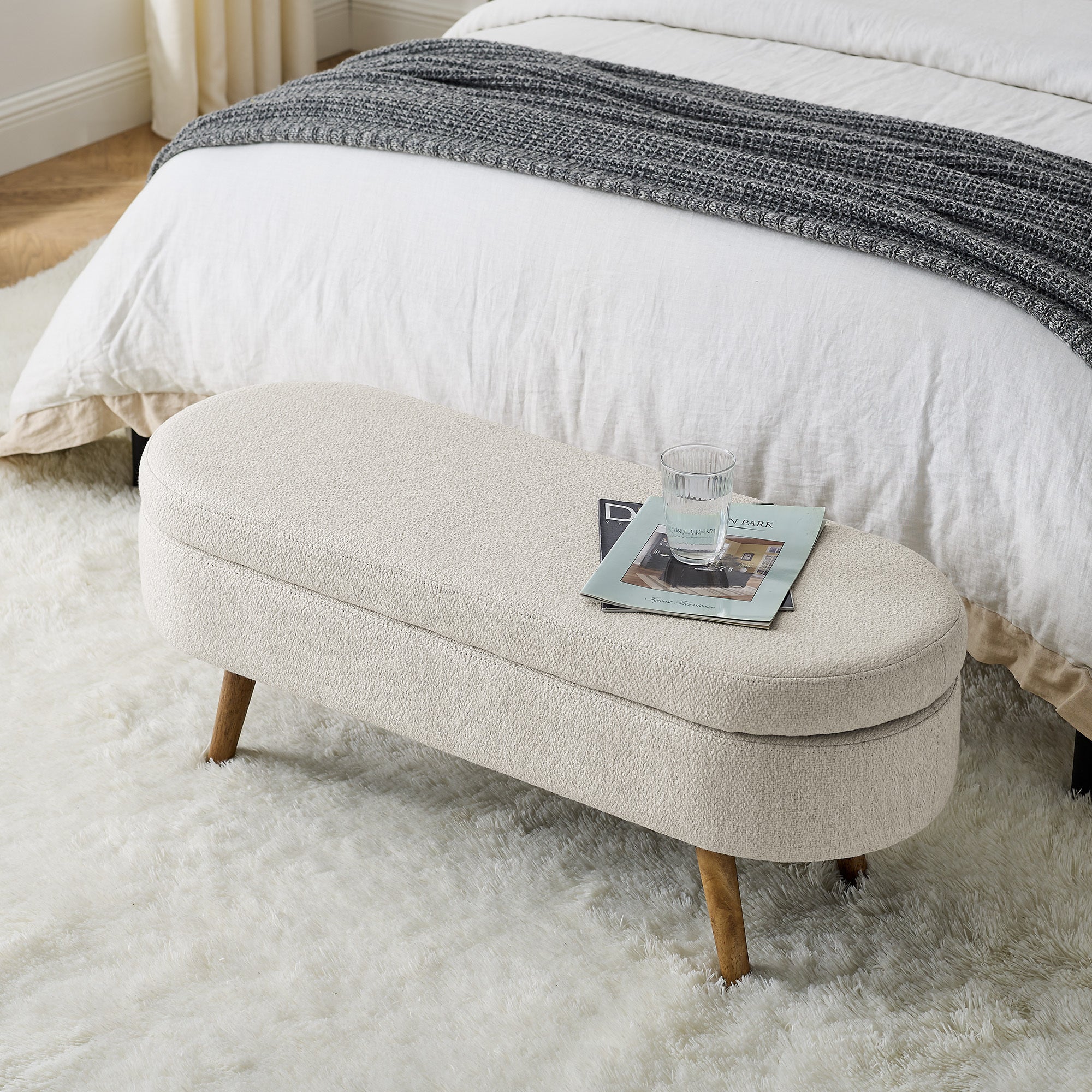 Walker Edison | Ottoman Oval Storage Bench - Image 5