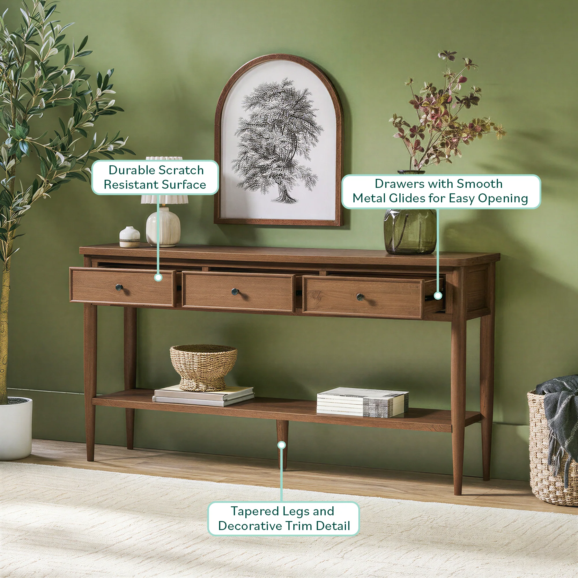 Diedra Modern Entry Table with Drawer Storage - Image 12