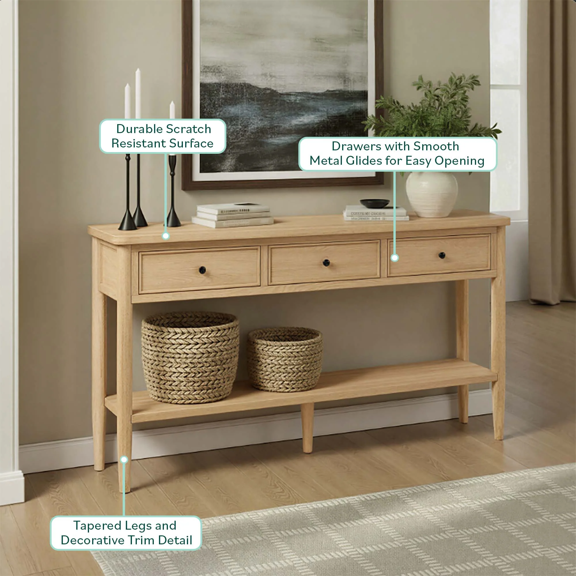 Diedra Modern Entry Table with Drawer Storage - Image 6