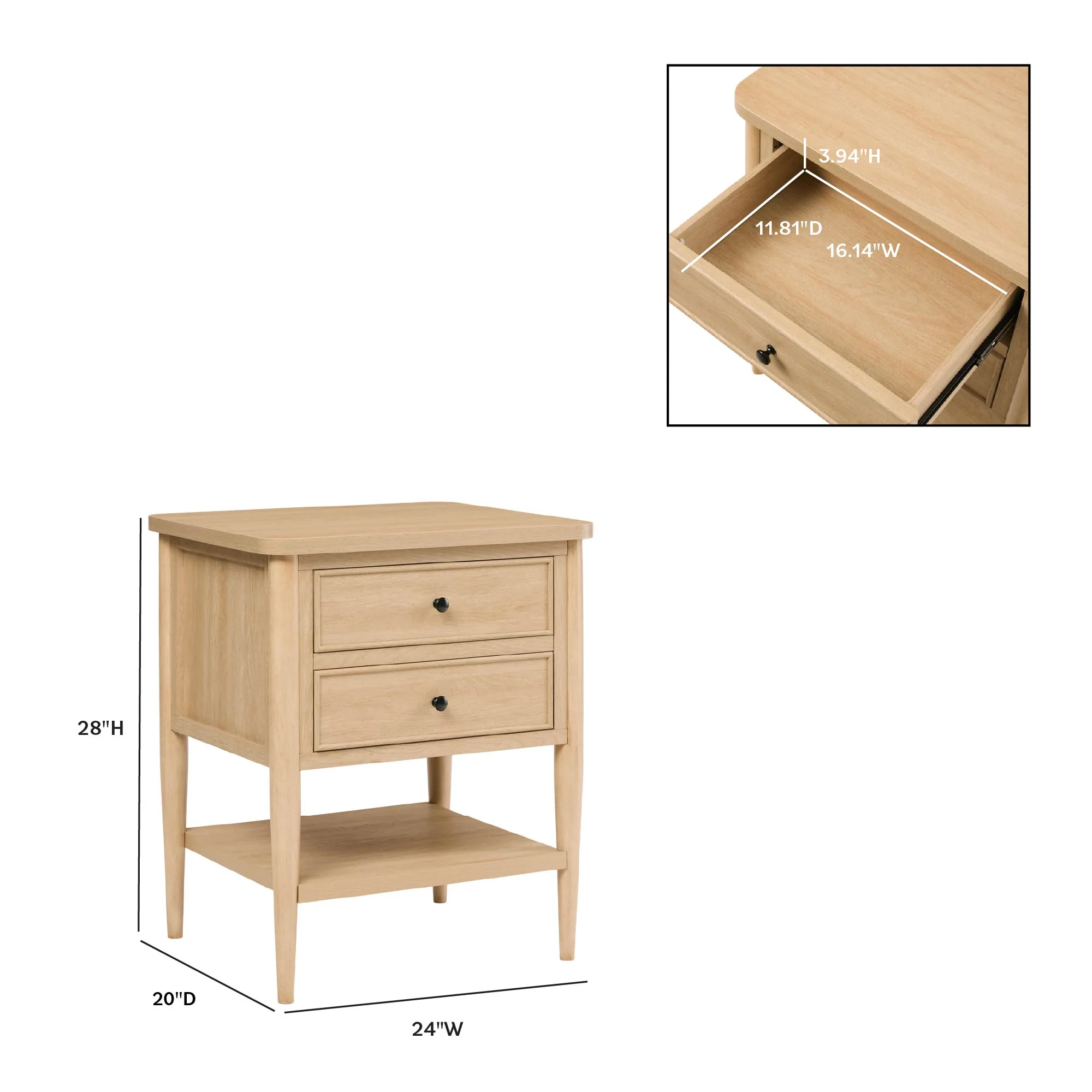 Diedra Modern Side Table & Nighstand with Drawers - Image 12