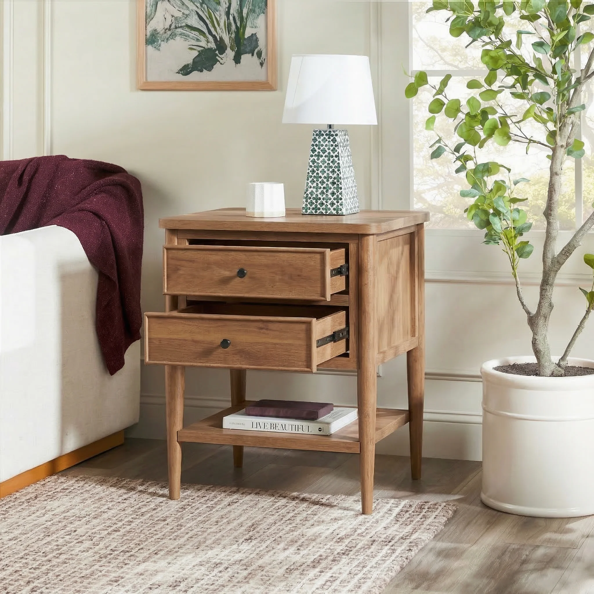 Diedra Modern Side Table & Nighstand with Drawers - Image 5