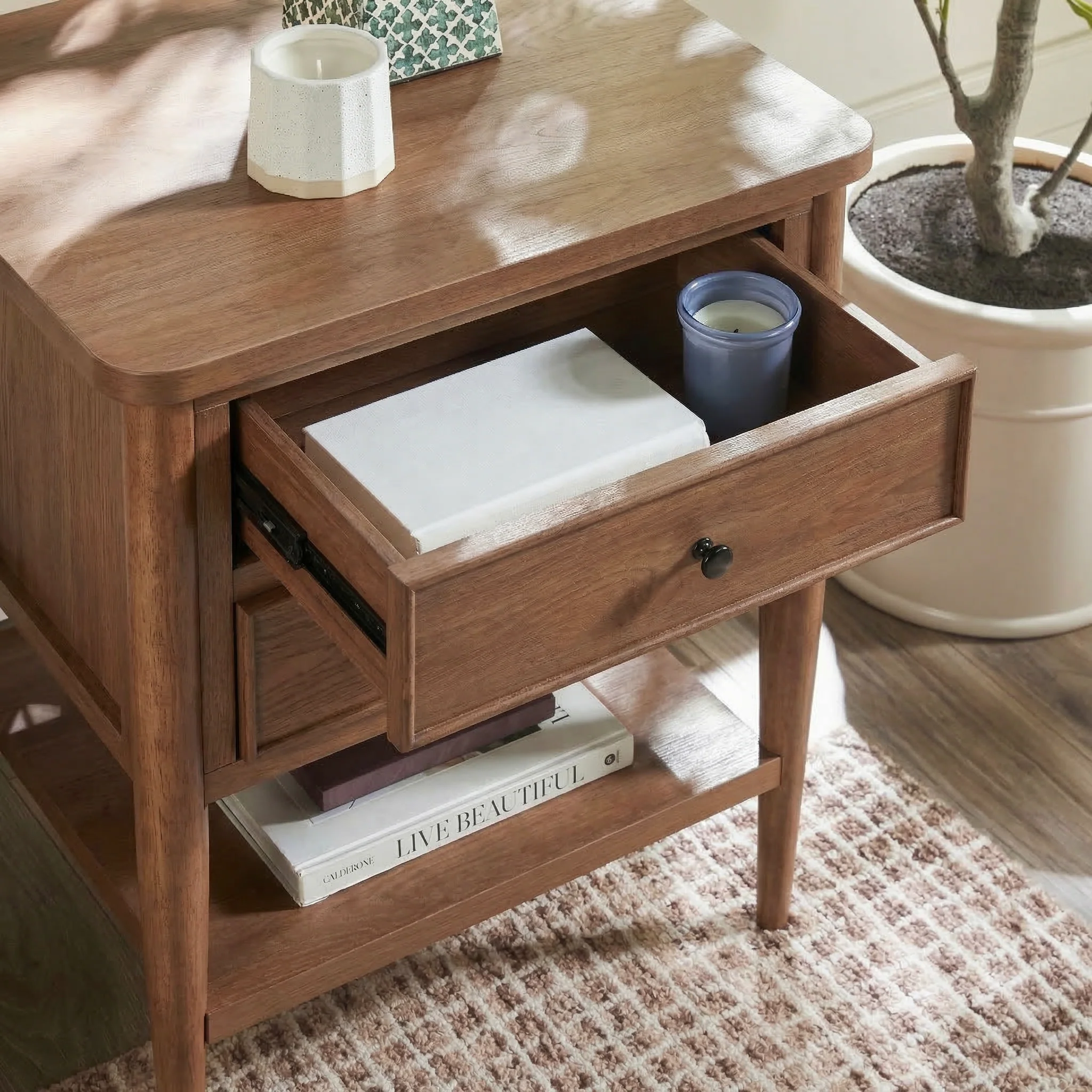 Diedra Modern Side Table & Nighstand with Drawers - Image 6