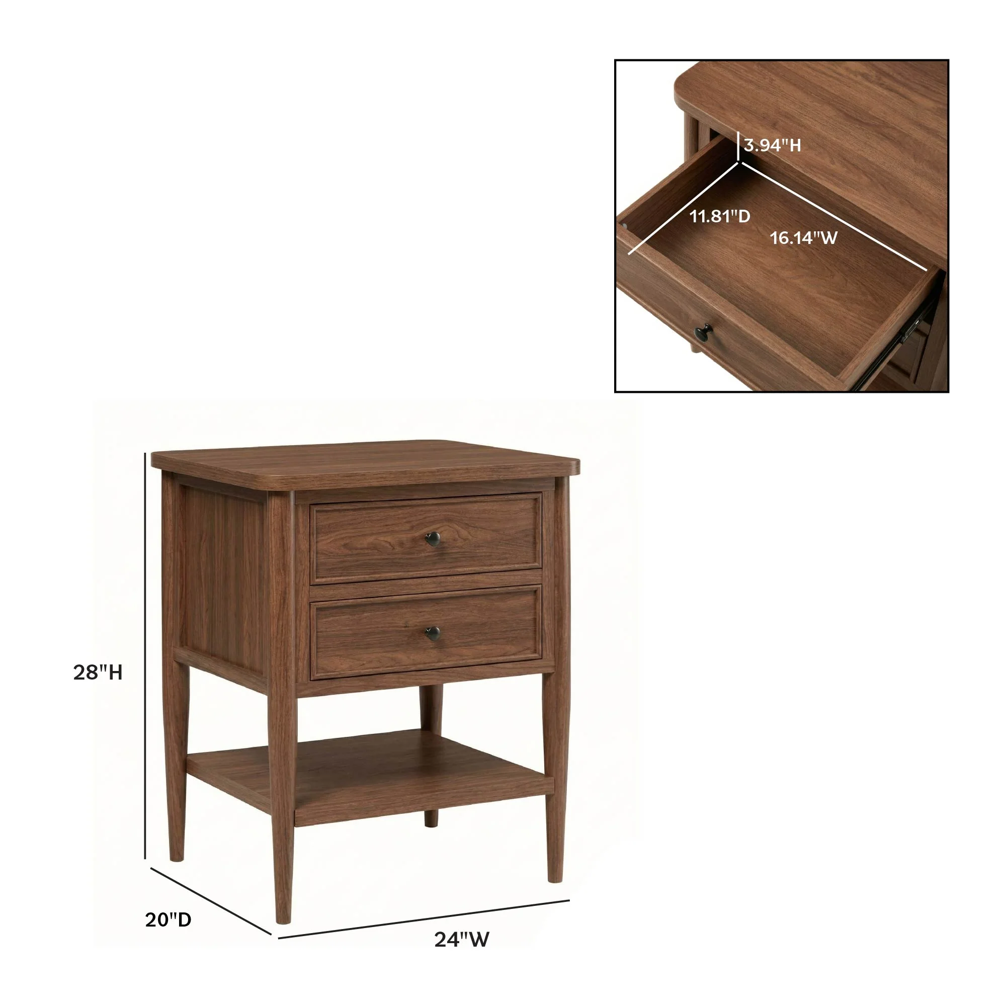 Diedra Modern Side Table & Nighstand with Drawers - Image 9