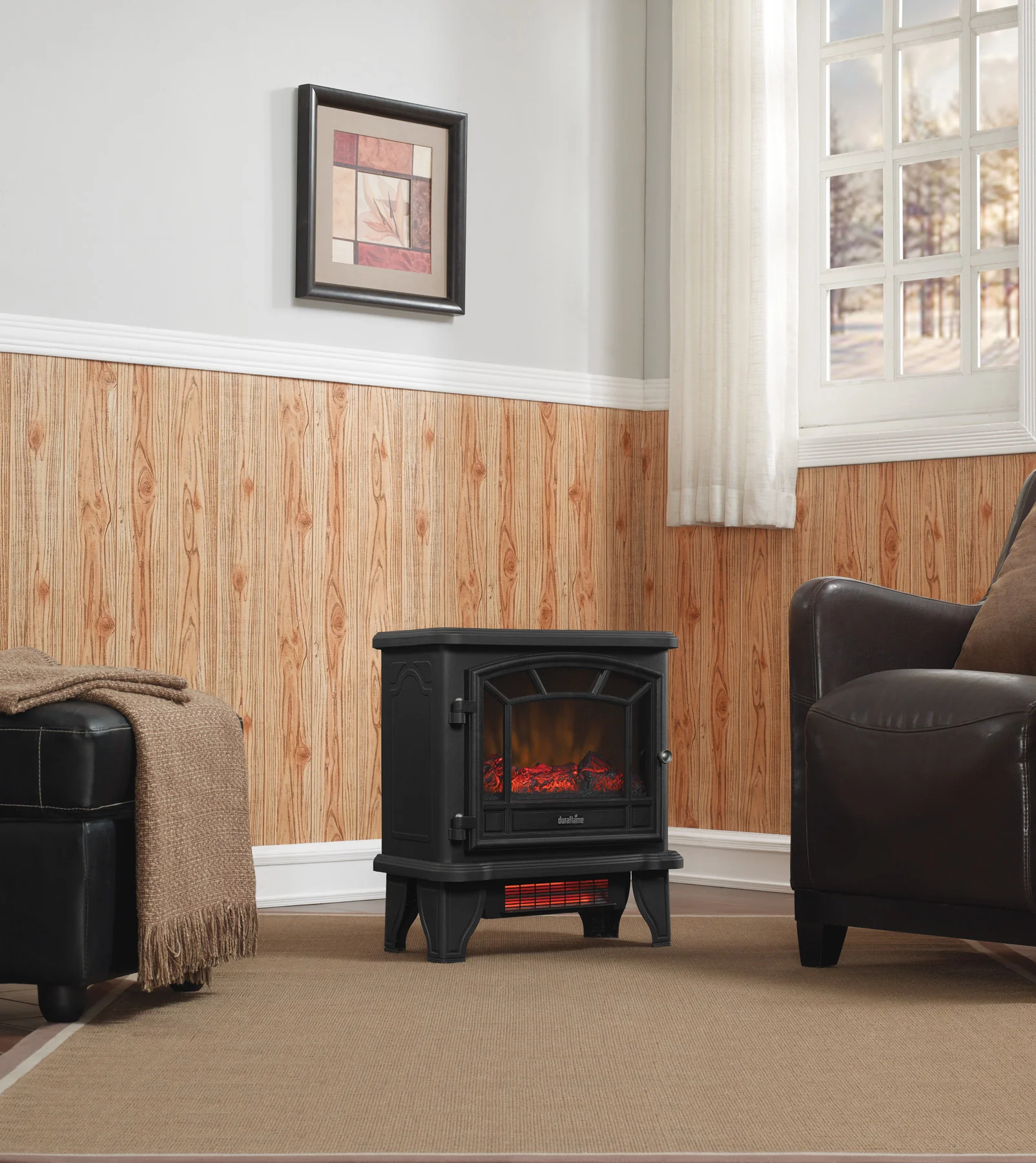 duraflame® Electric Fireplace Stove Heater with Temperature Dial - Image 2