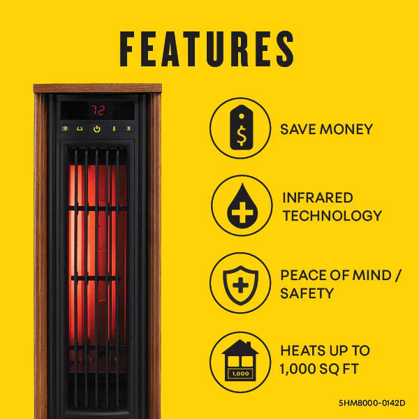duraflame® Electric Infrared Oscillating Tower Space Heater - Image 7