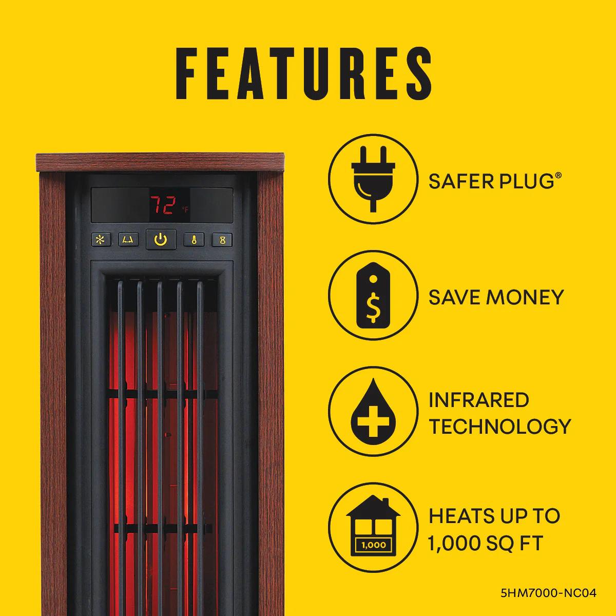 duraflame® Electric Infrared Oscillating Tower Space Heater - Image 8