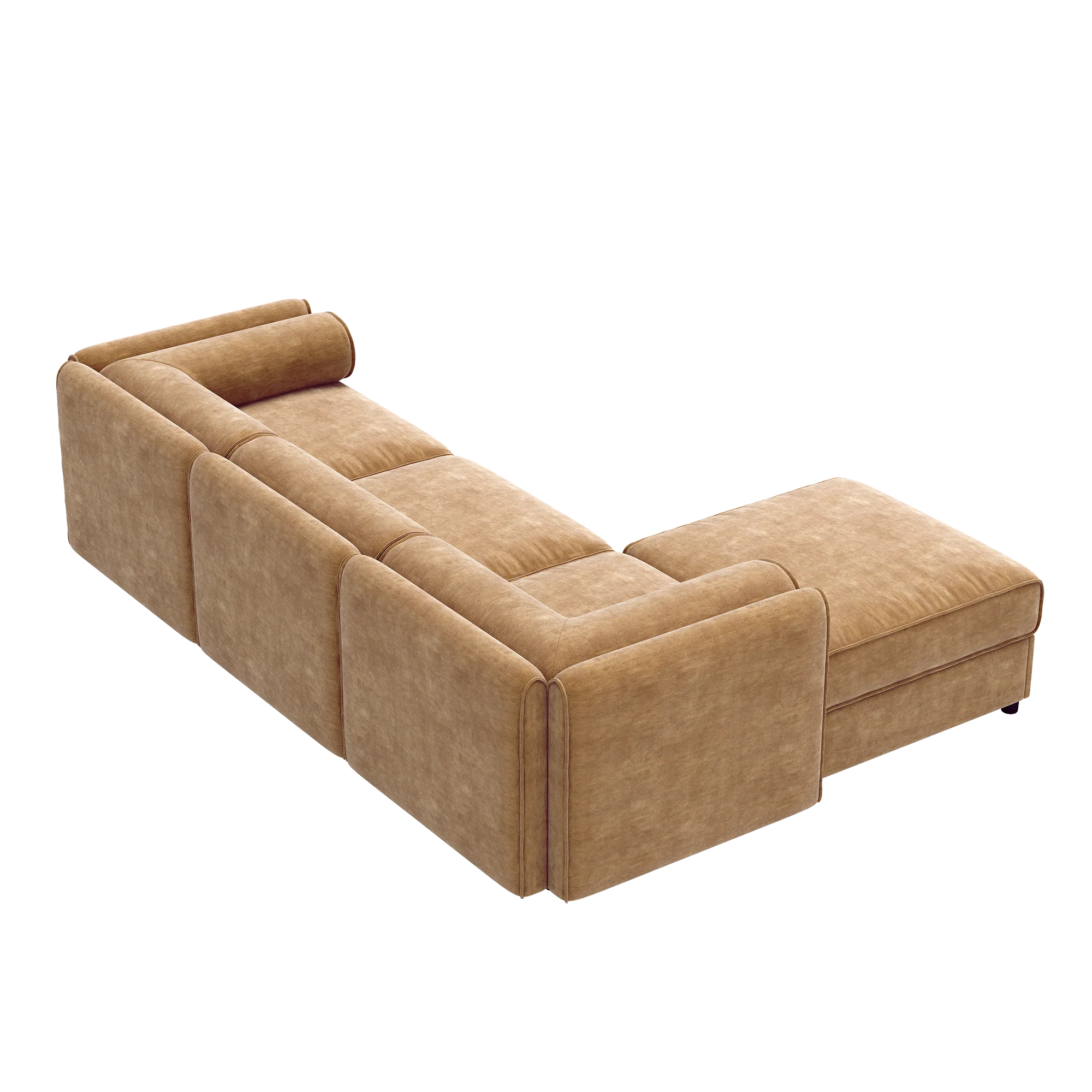 Walker Edison | Elegant Camel Chenille Sofa with Storage Seat and Ottoman - Image 16