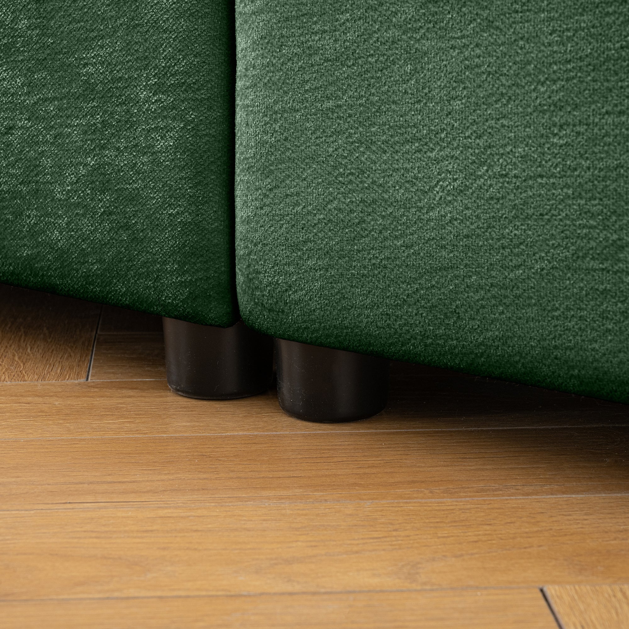 Walker Edison | Elegant L-Shaped Green Chenille Sofa with Storage Seat and Ottoman - Image 17
